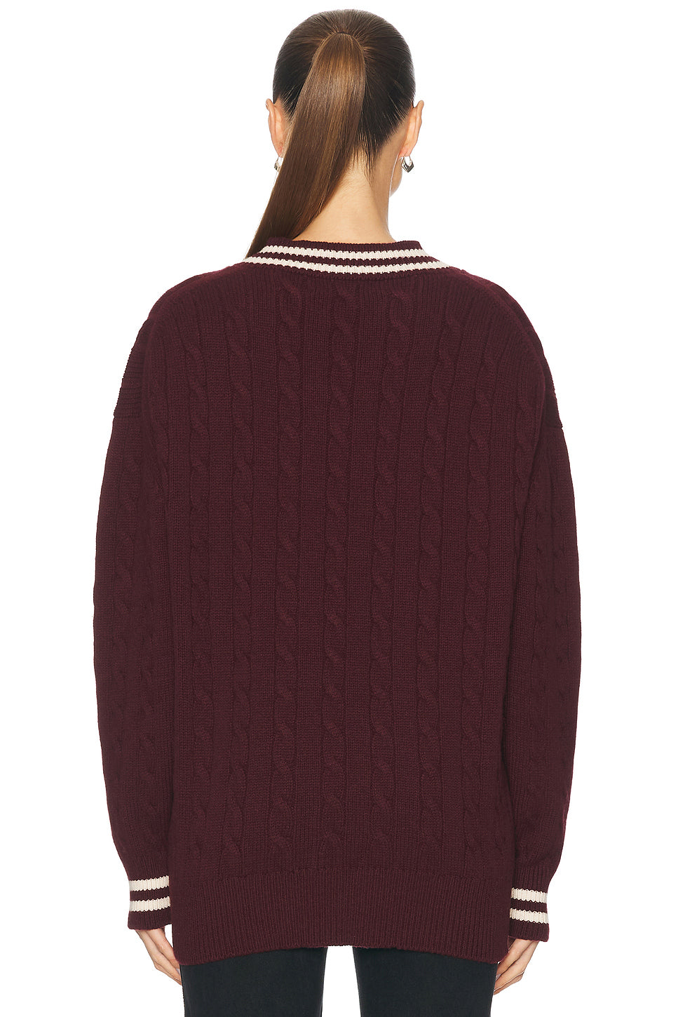 Slouchy Cricket V-Neck Cable Sweater