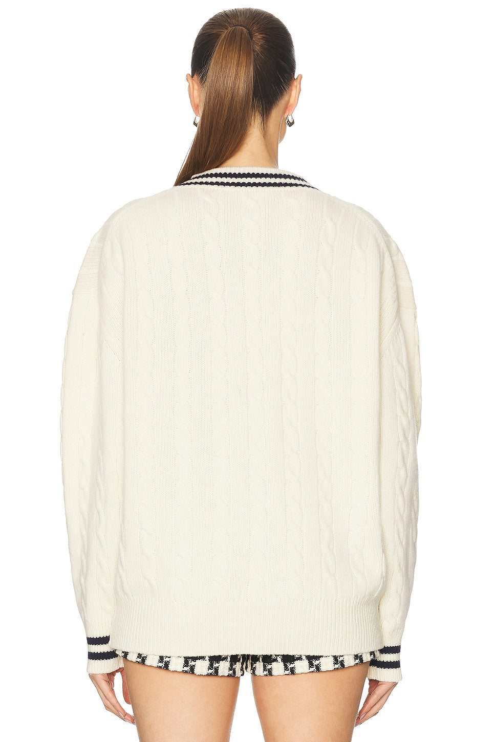 Slouchy Cricket V-Neck Cable Sweater