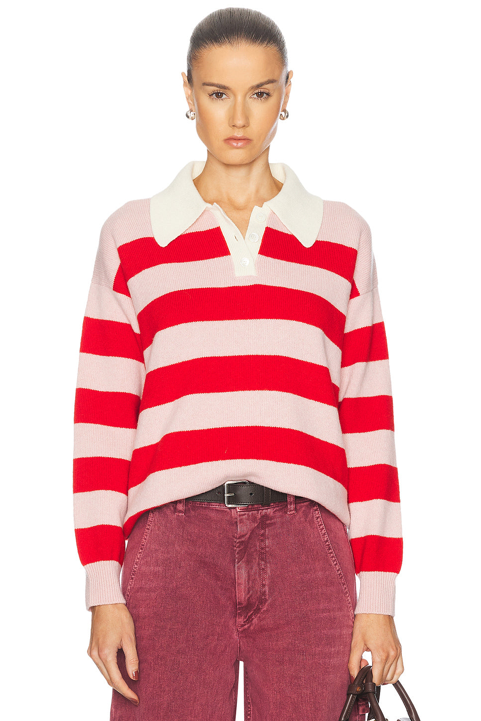 Edith Stripe Polo Sweater