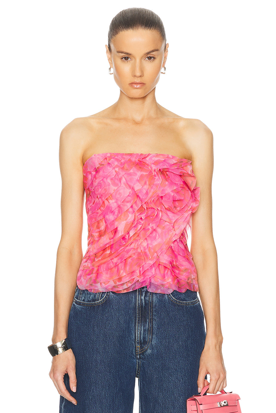 Charmed Rosette Ruffle Bustier Top