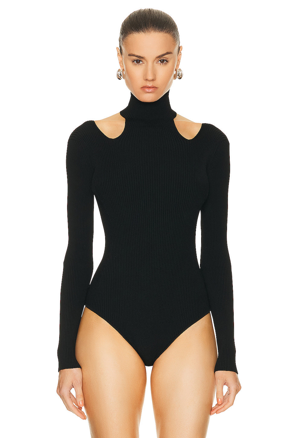 Cut Out Bodysuit Top in Noir ALAÏA