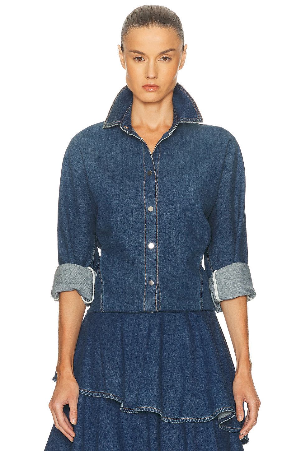 ALAΪA Curved Denim Shirt