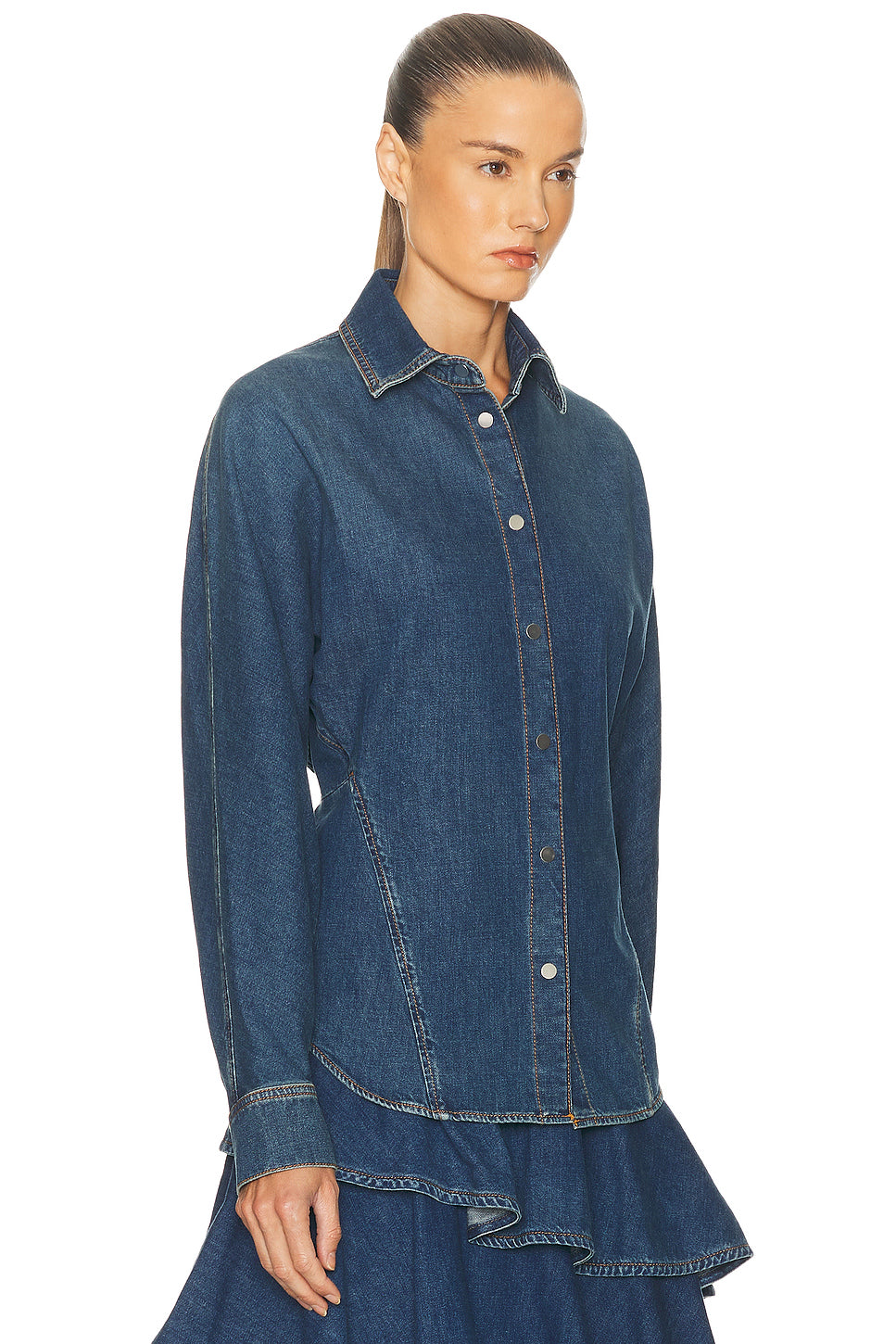 ALAΪA Curved Denim Shirt