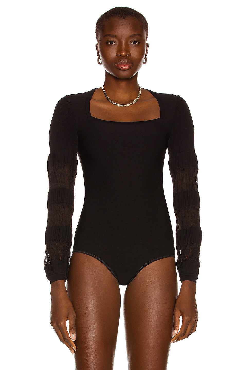 Square Open Neck Fitted Bodysuit