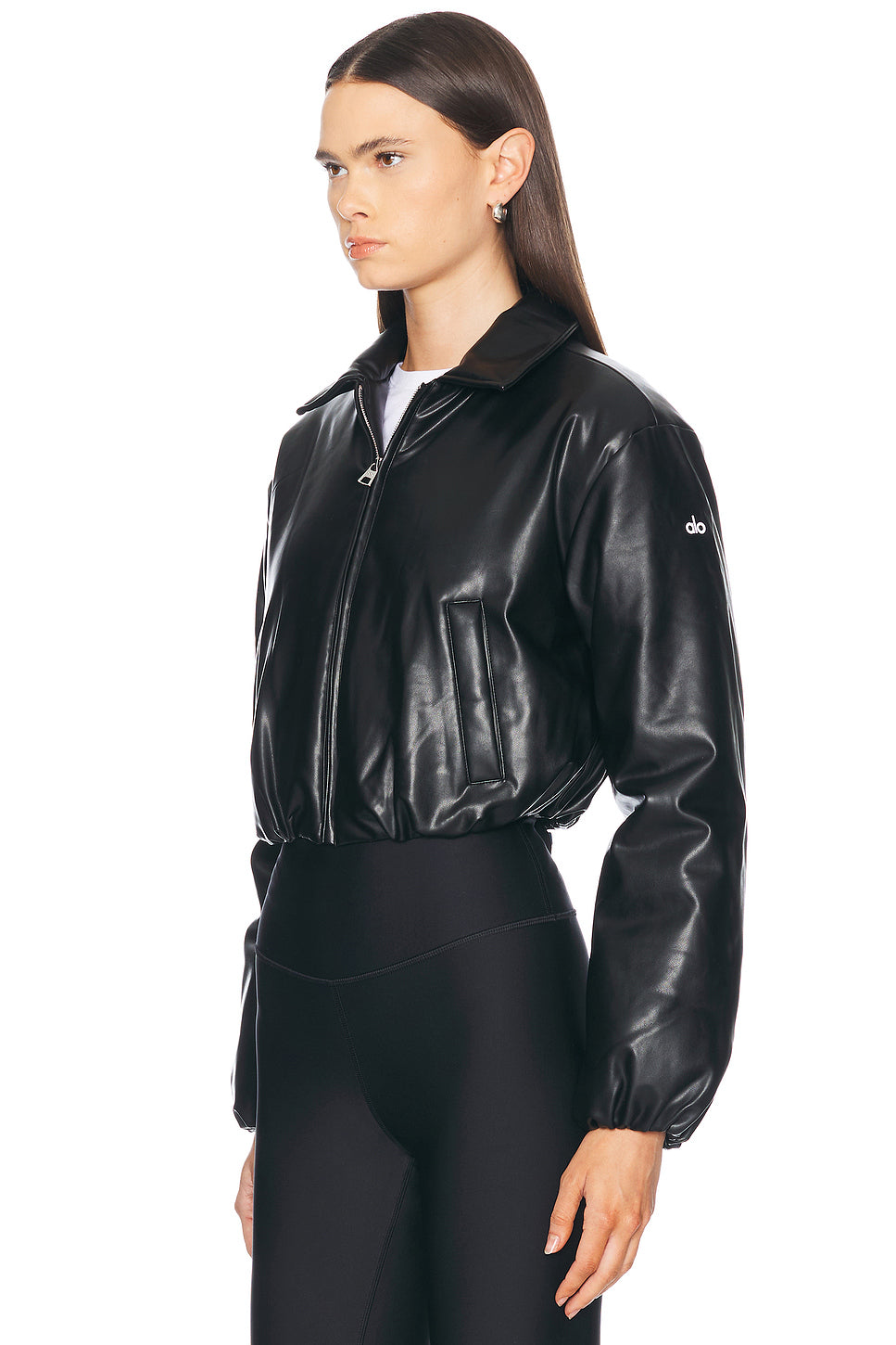 Faux Leather Cropped Premier Bomber Jacket