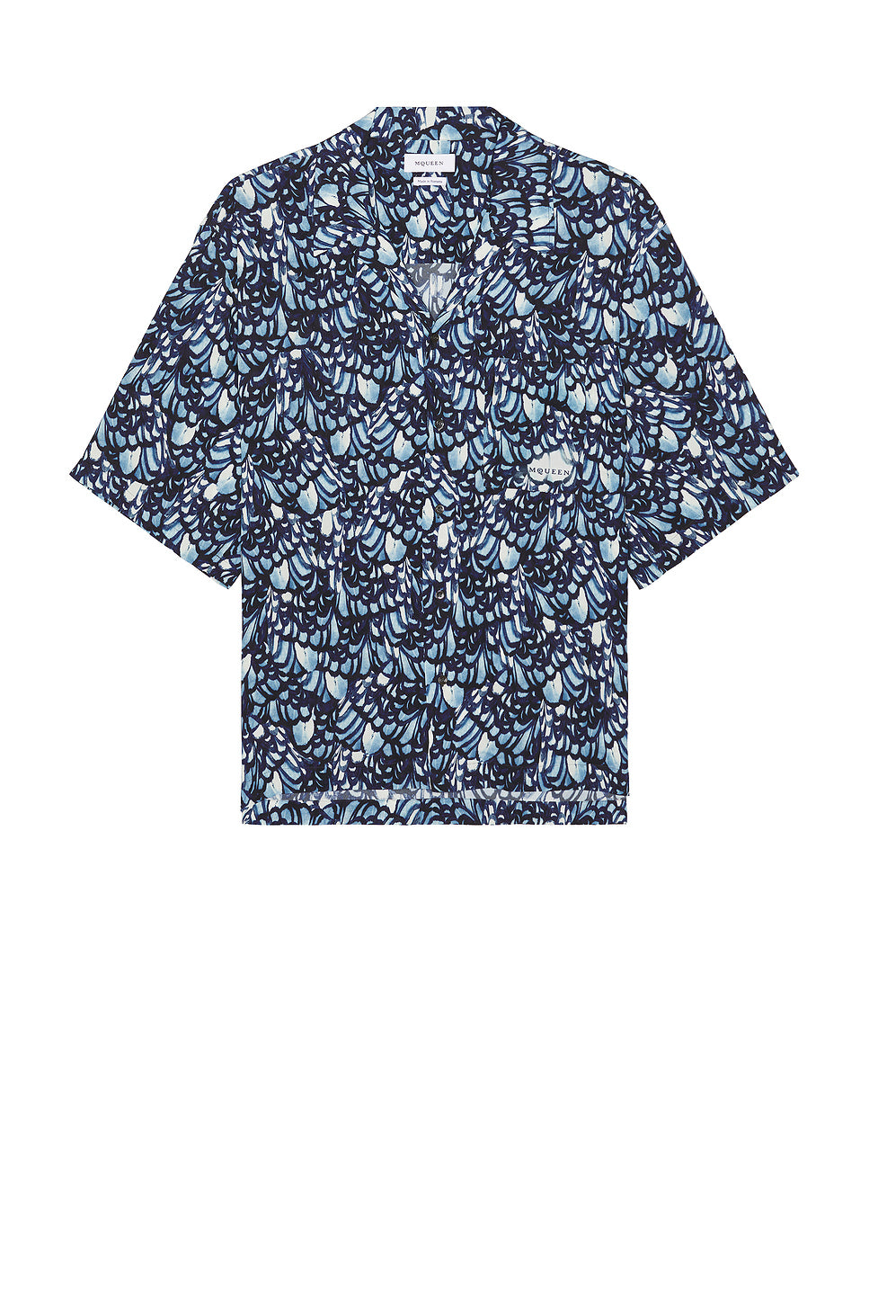 Boxy Feather Print Hawaiian Shirt