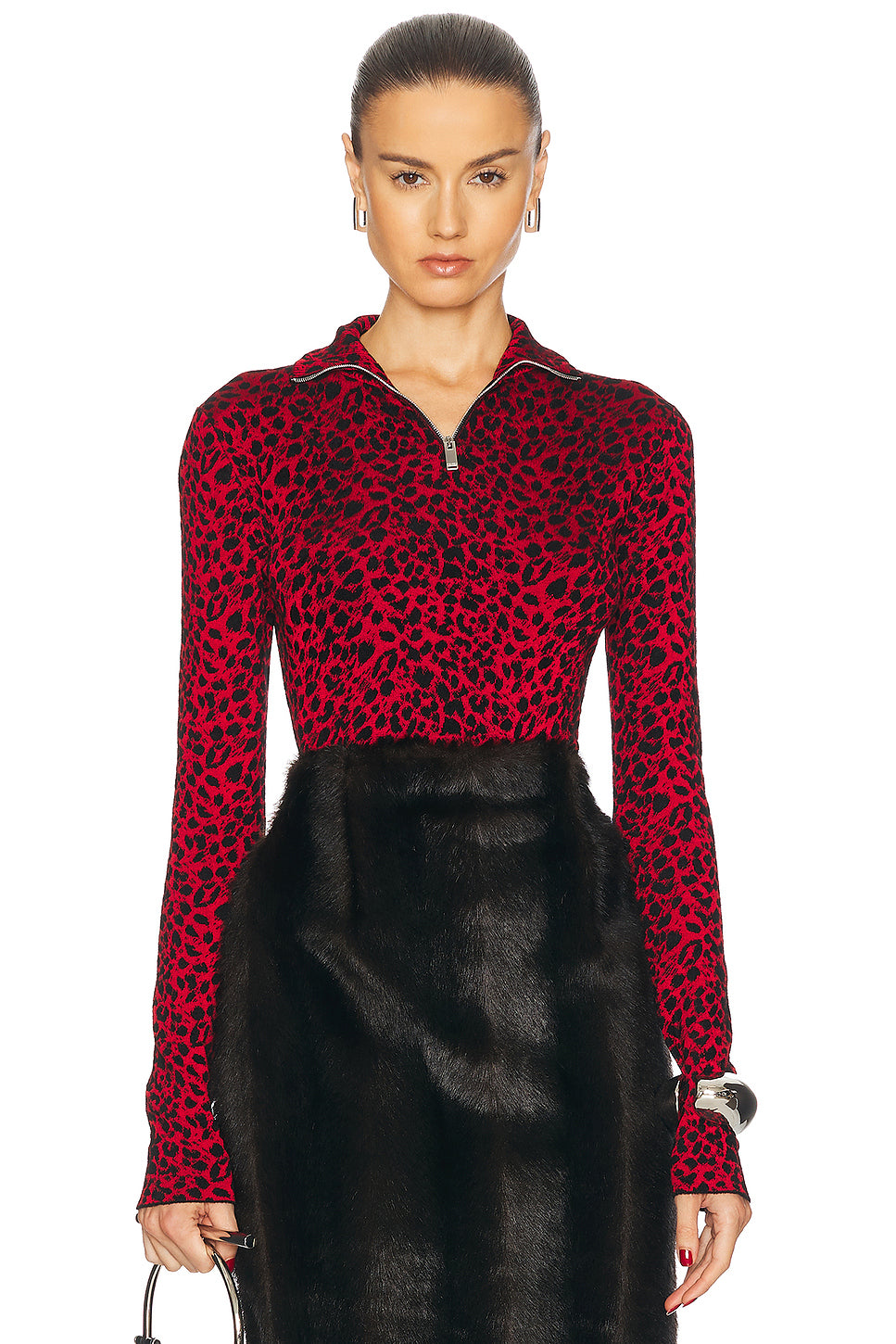 Leopard Textured Long Sleeve Top