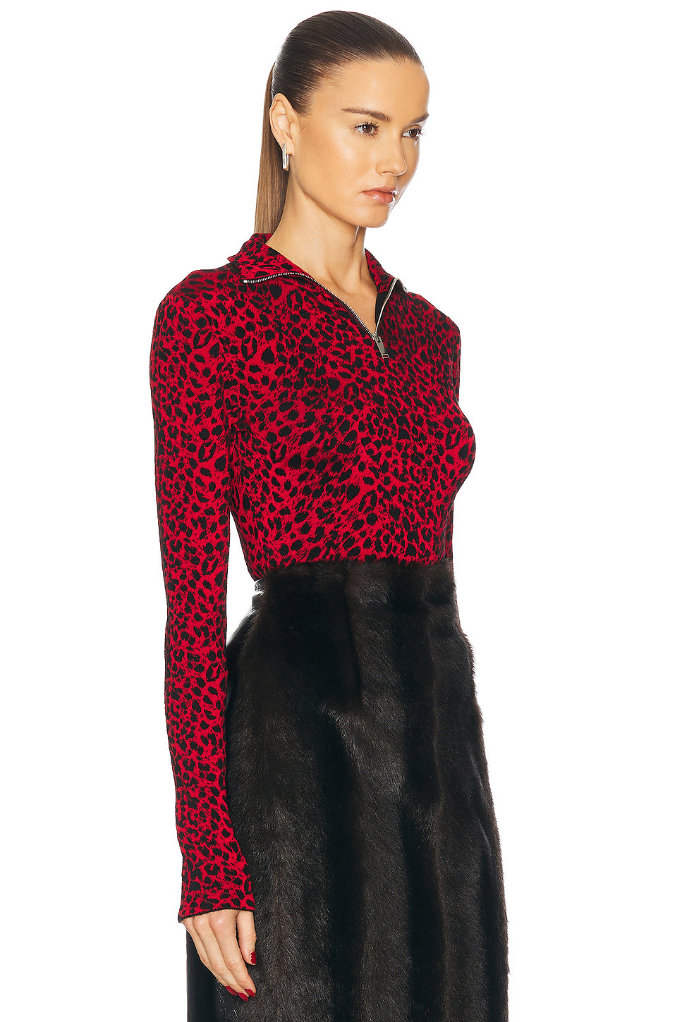 Leopard Textured Long Sleeve Top