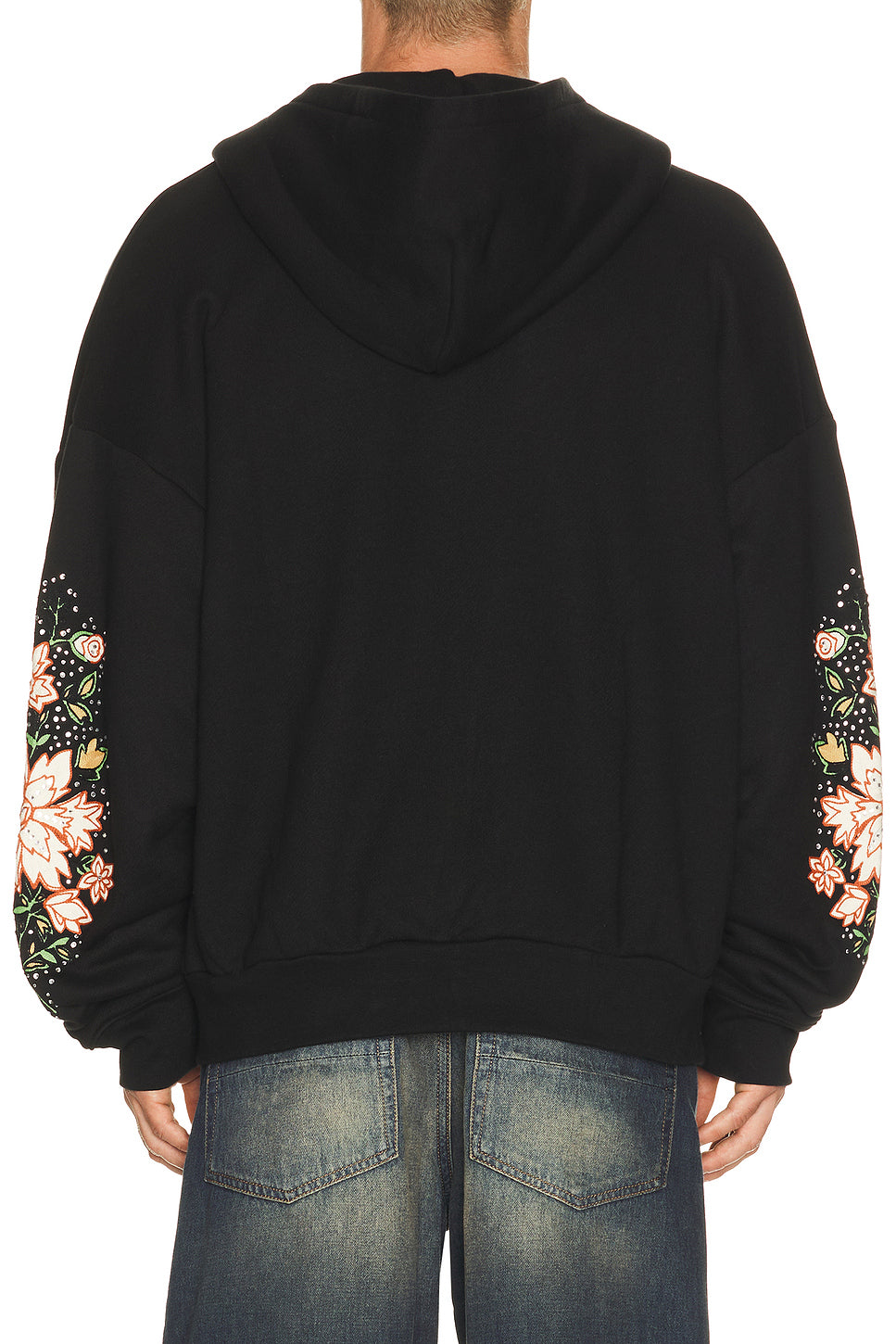 Floral Sleeve OS Zipped Hoodie