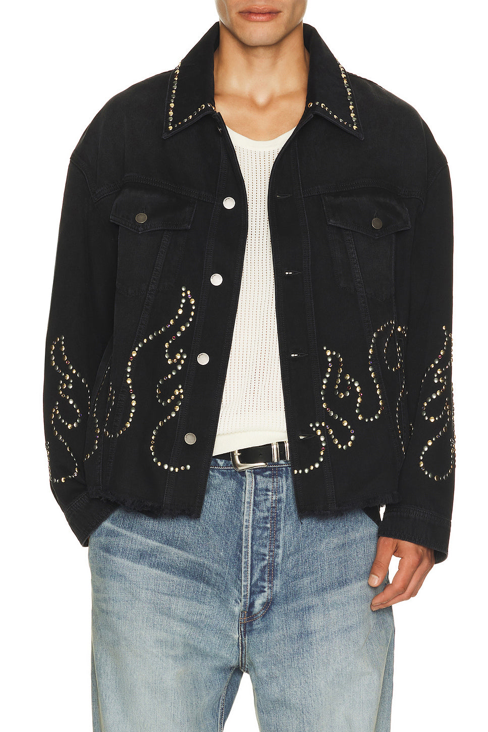 Studs Flames Trucker Jacket