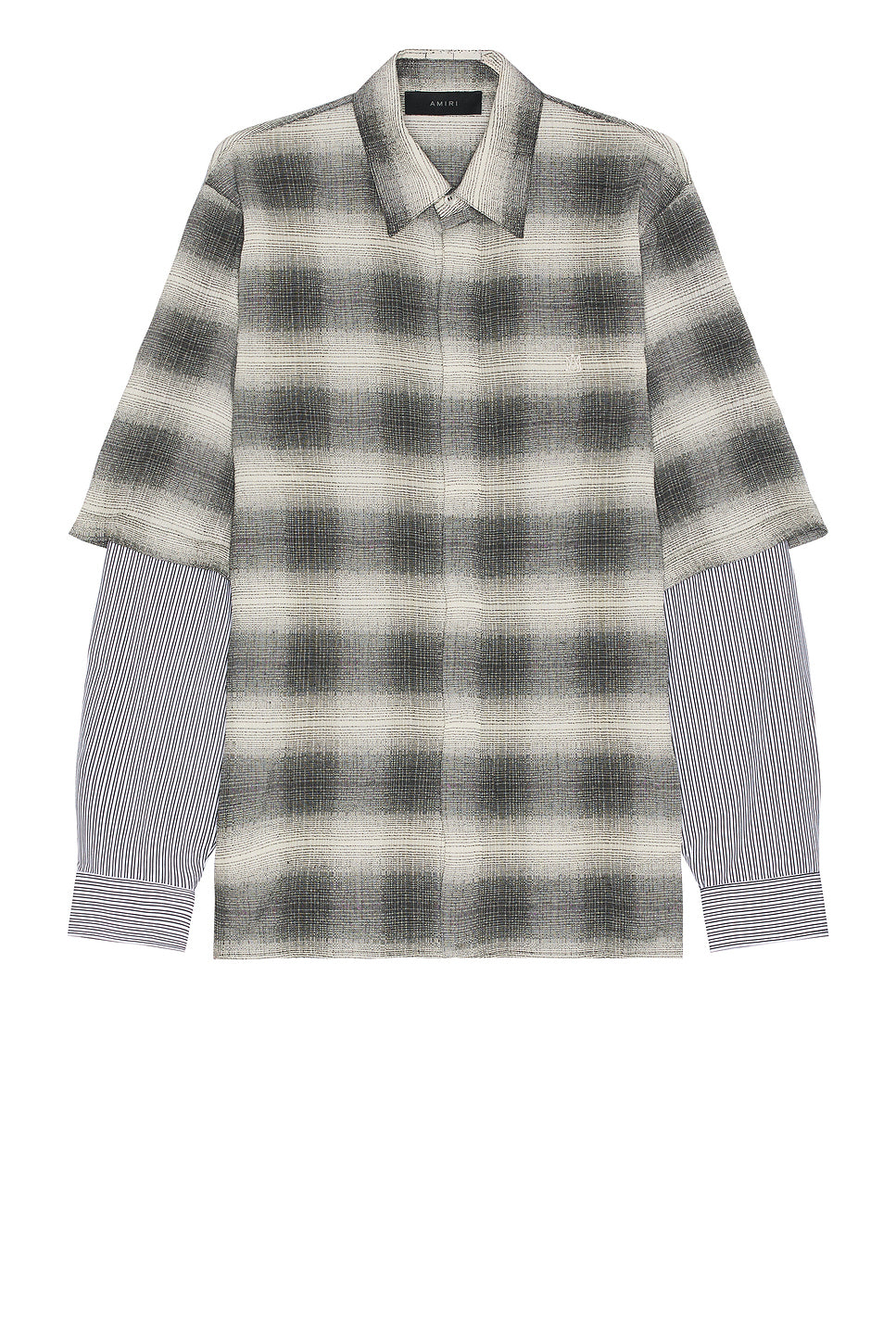 Double Sleeve Shadow Plaid Shirt