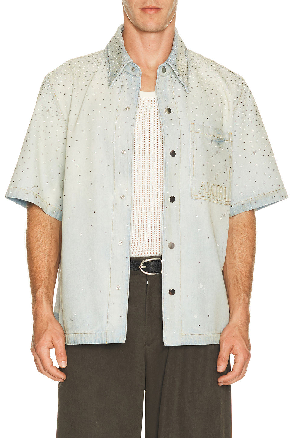 Crystal Long Sleeve OS Denim Shirt