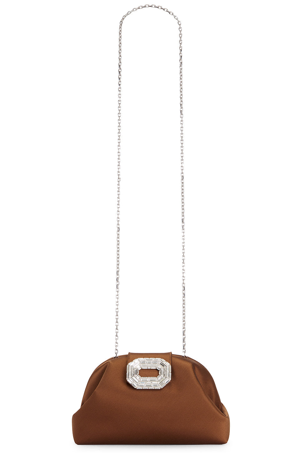 Camelia Satin Bag In Mocha & Silver