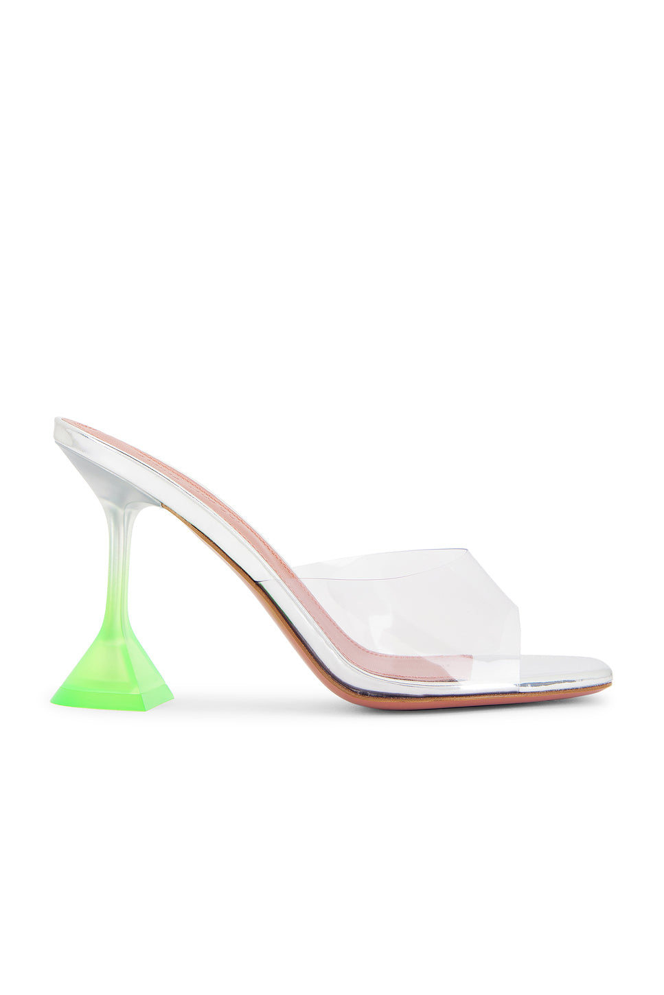 Lupita Glass 95 Slipper Mule In Transparent & Fluo Green Ombre