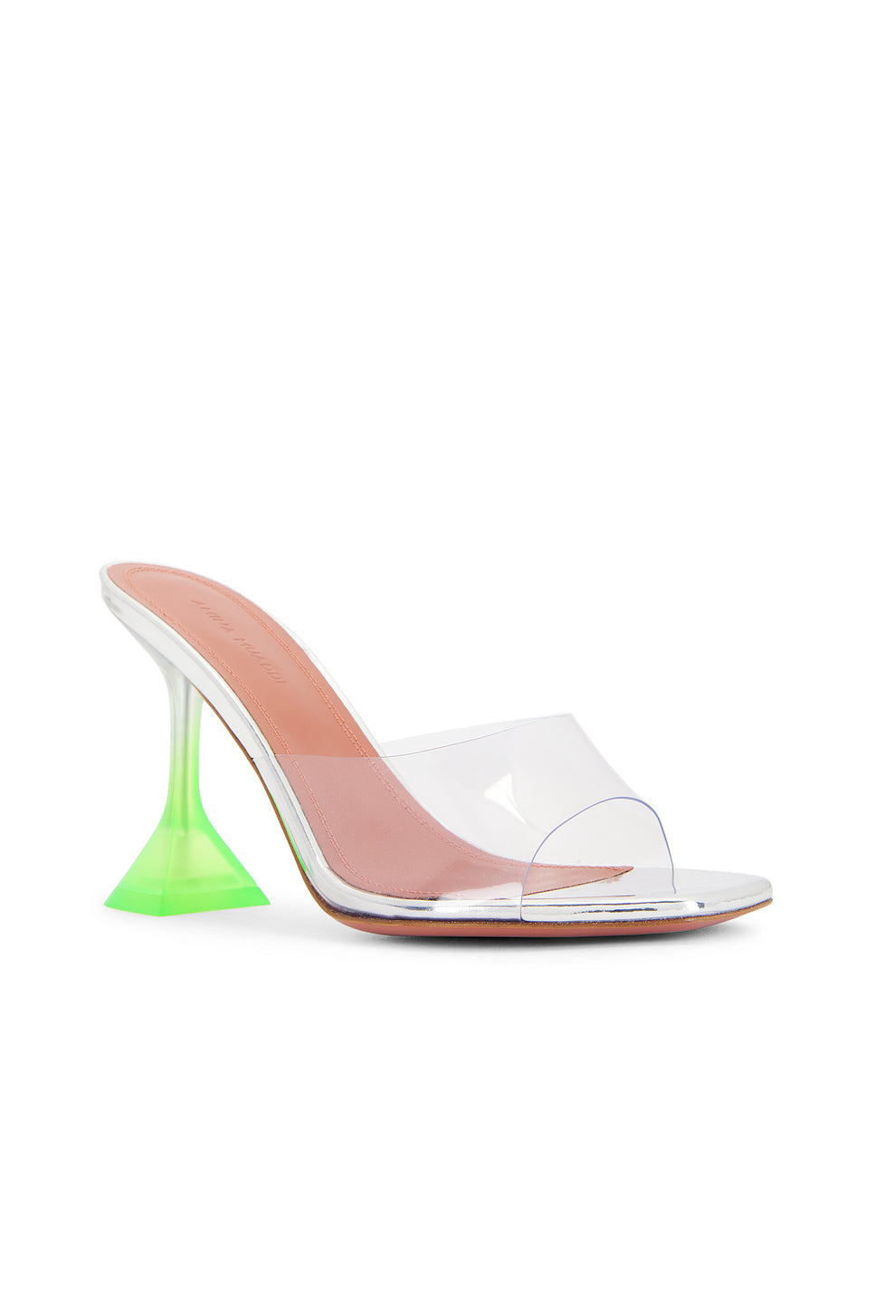 Lupita Glass 95 Slipper Mule In Transparent & Fluo Green Ombre