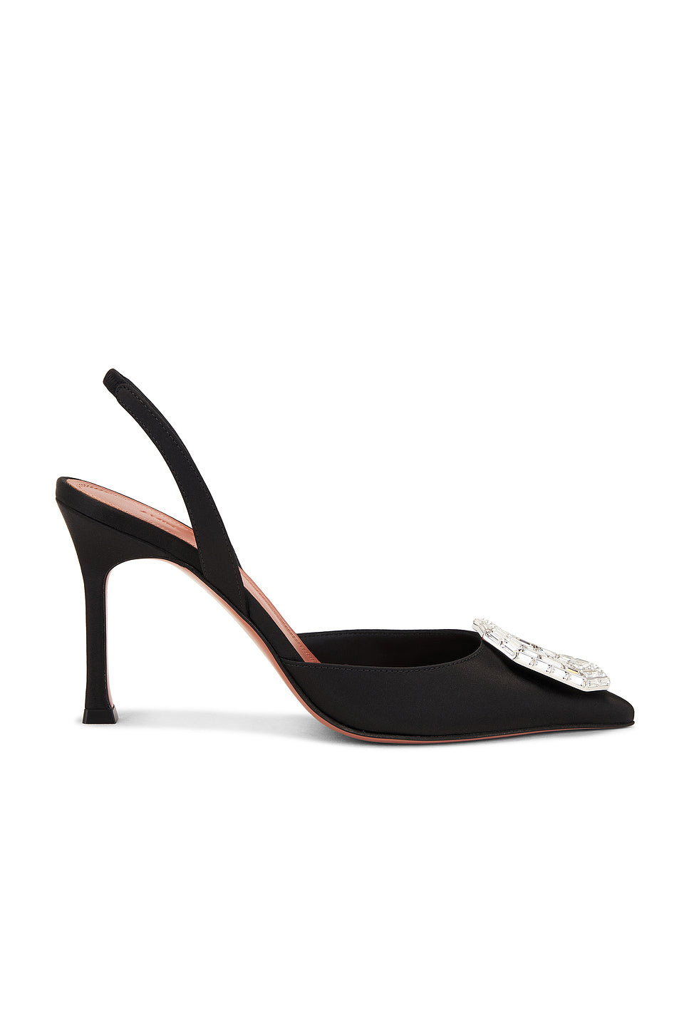 Camelia Satin 90 Sling Heel In Black