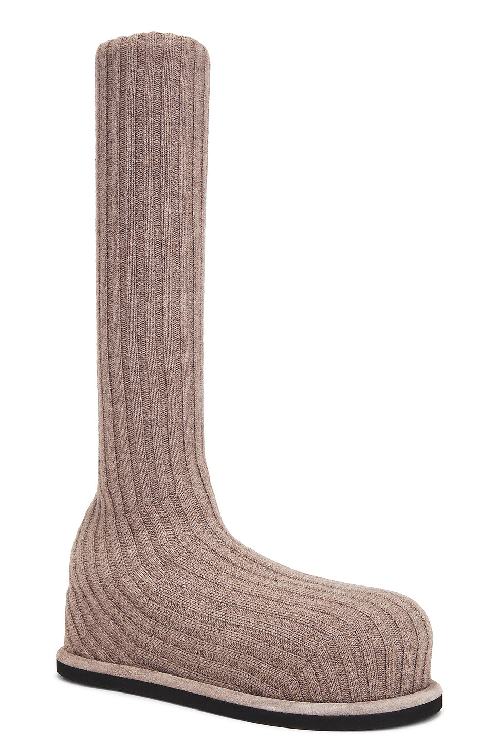 Veneda Stretch Fuzzy Knit Boot In Taupe