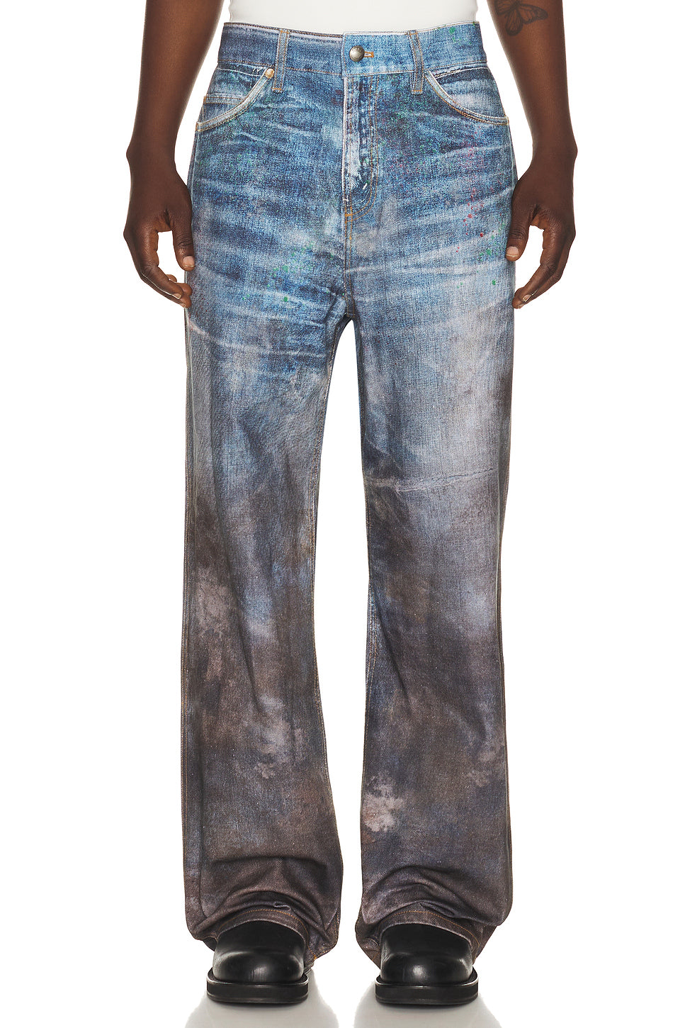 Unisex Festival Mud Printed Jeans