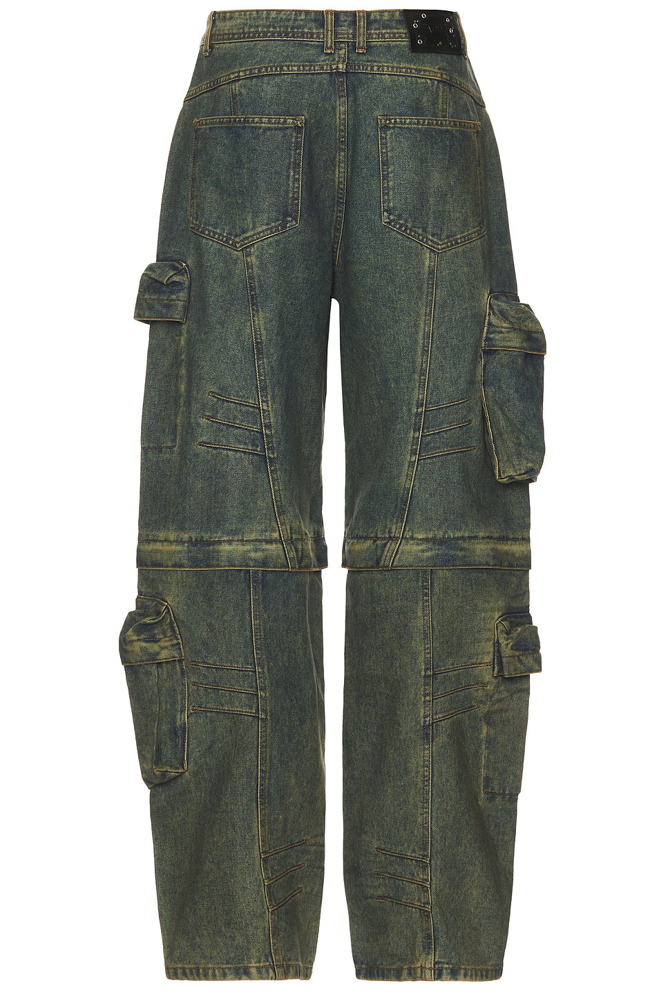 Cargo Coated Wide-Leg Jeans