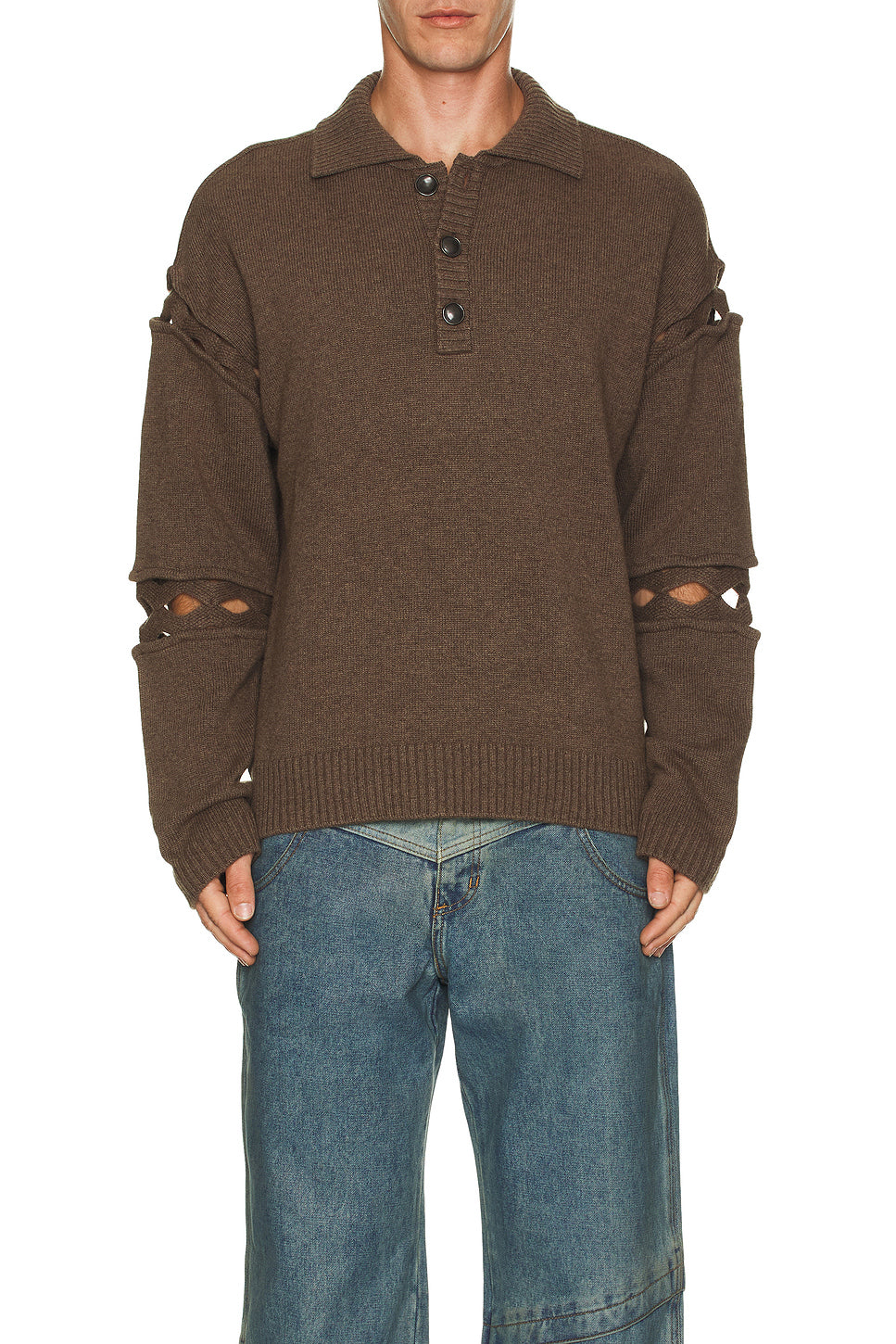 Cut Out Polo Sweater