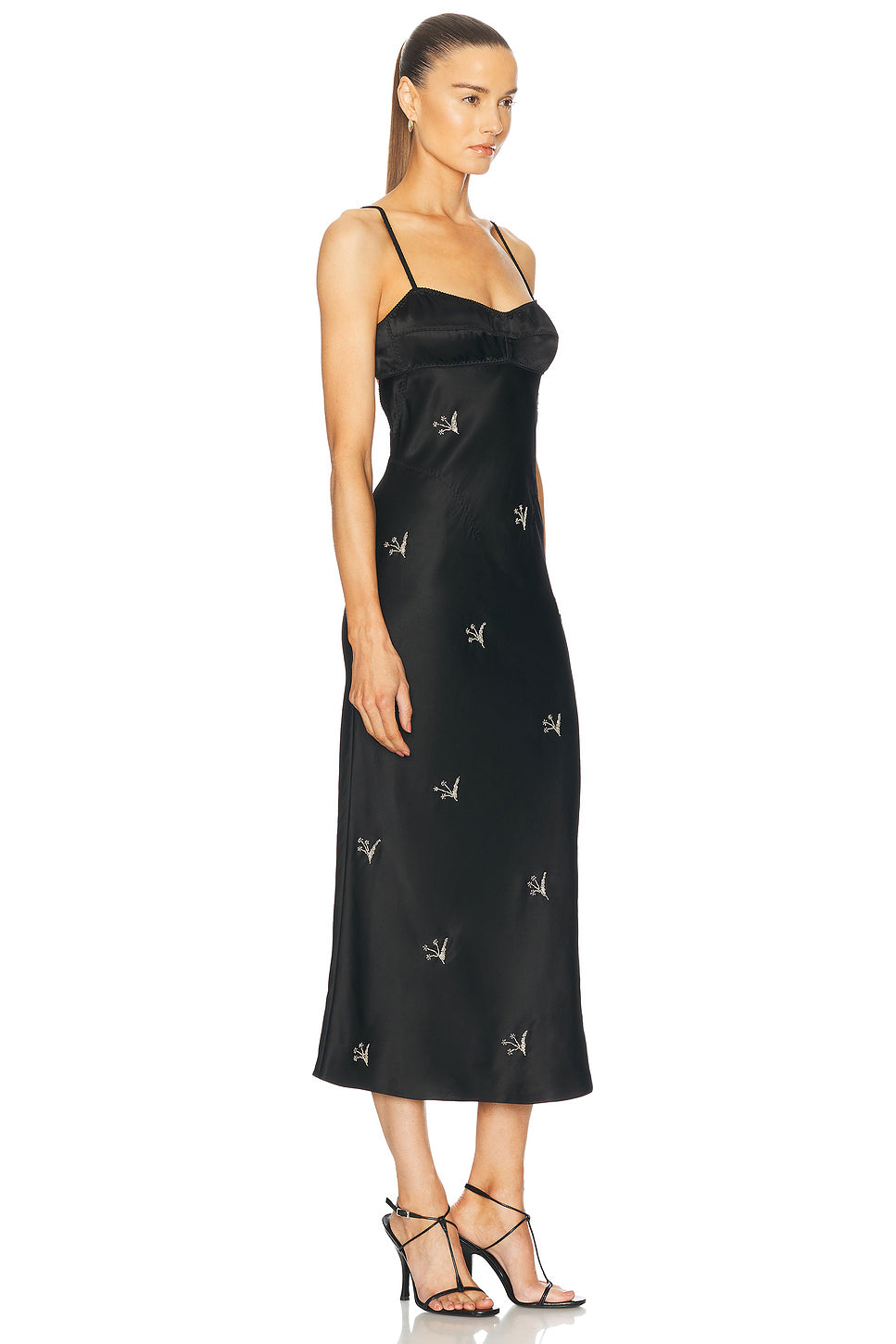 For FWRD Embroidered Waterlily Midi Dress