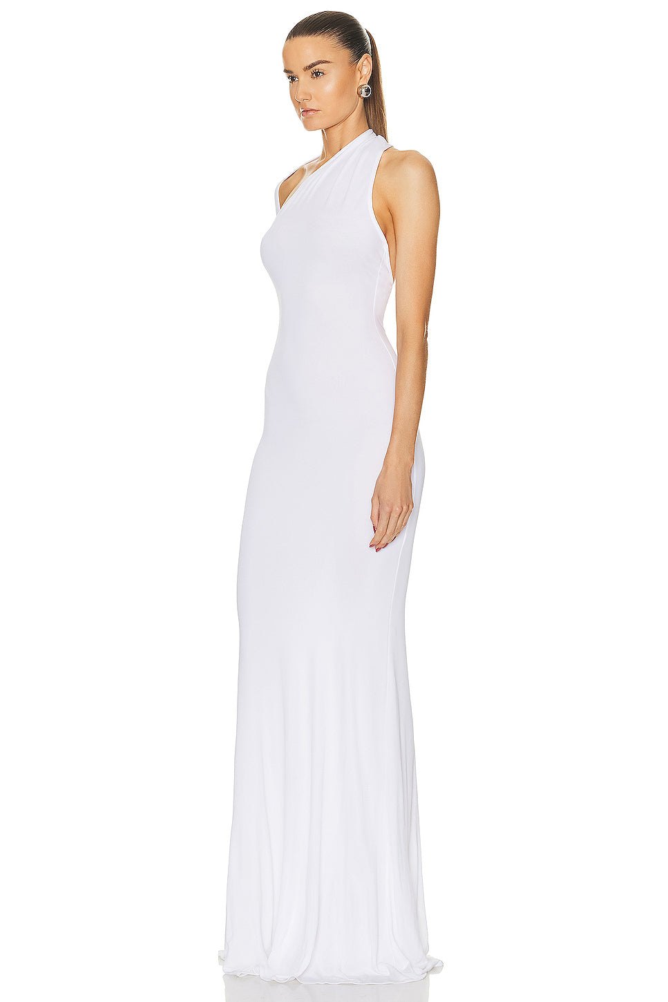 One Sleeve Wrap Ruched Gown