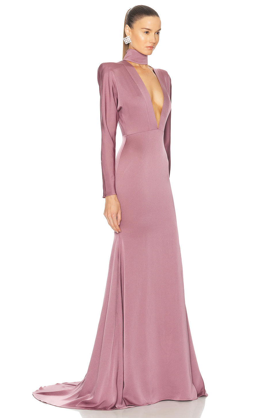 Long Sleeve V Neck Gown