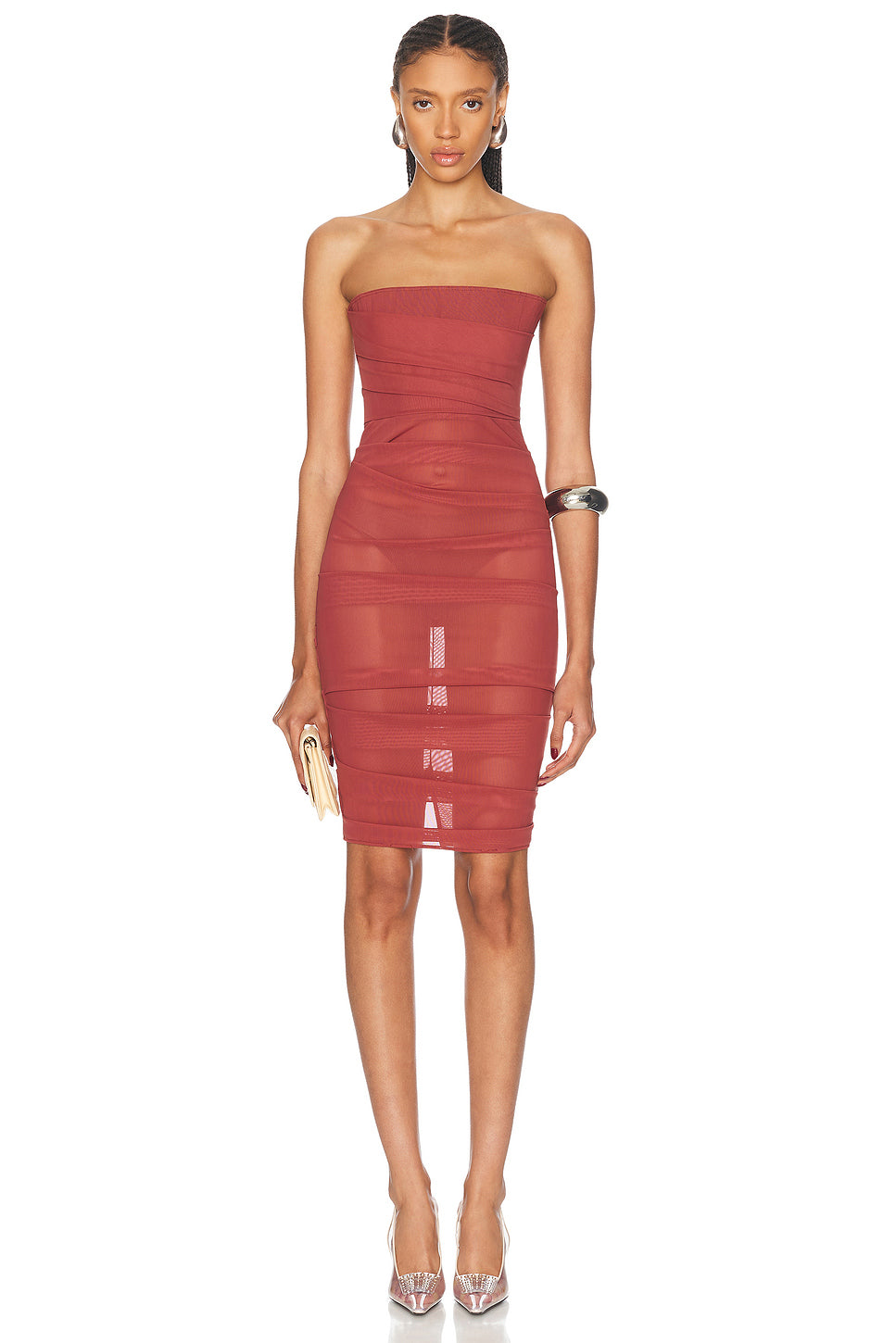 Power Mesh Midi Dress