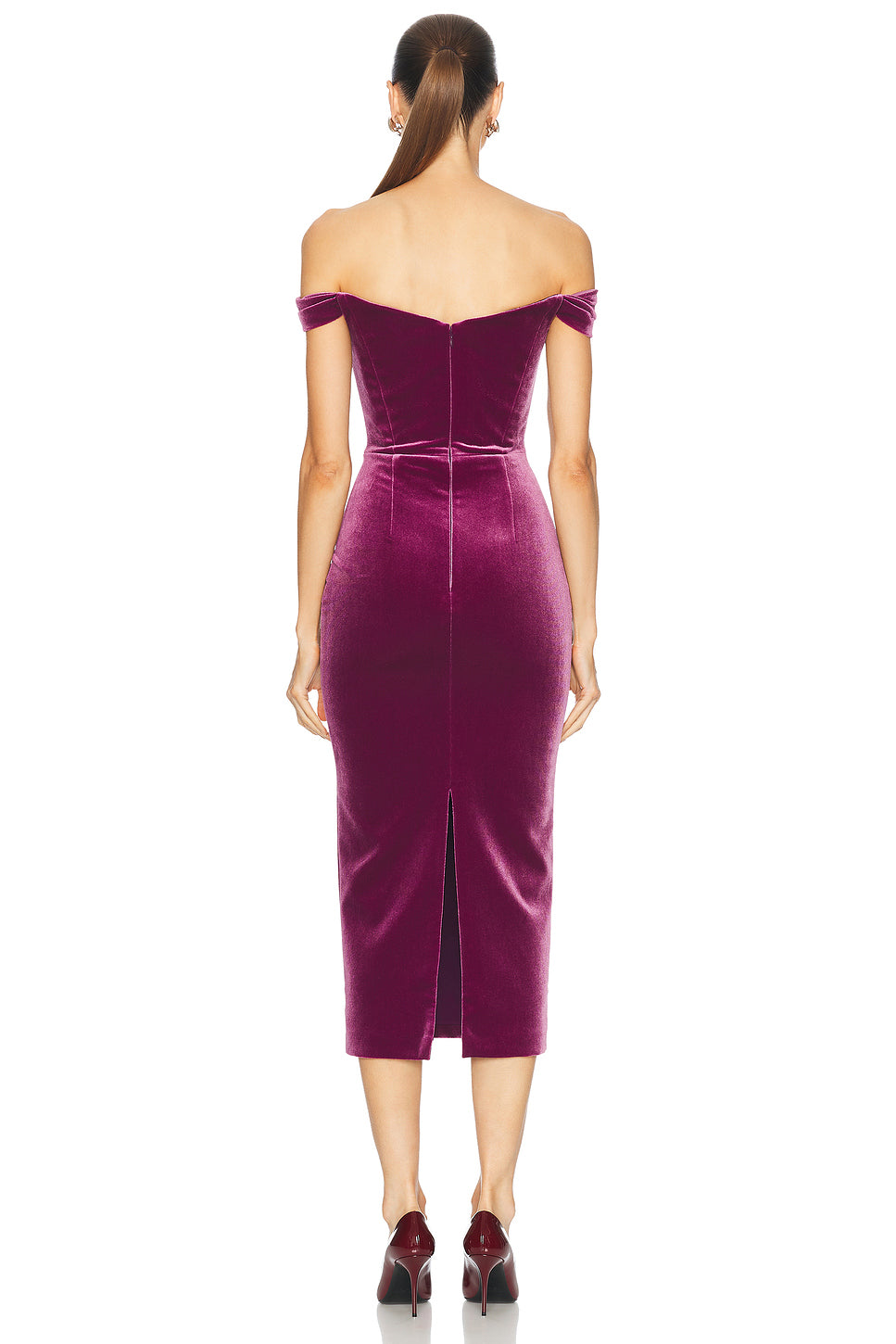 Draped Velvet Midi Dress