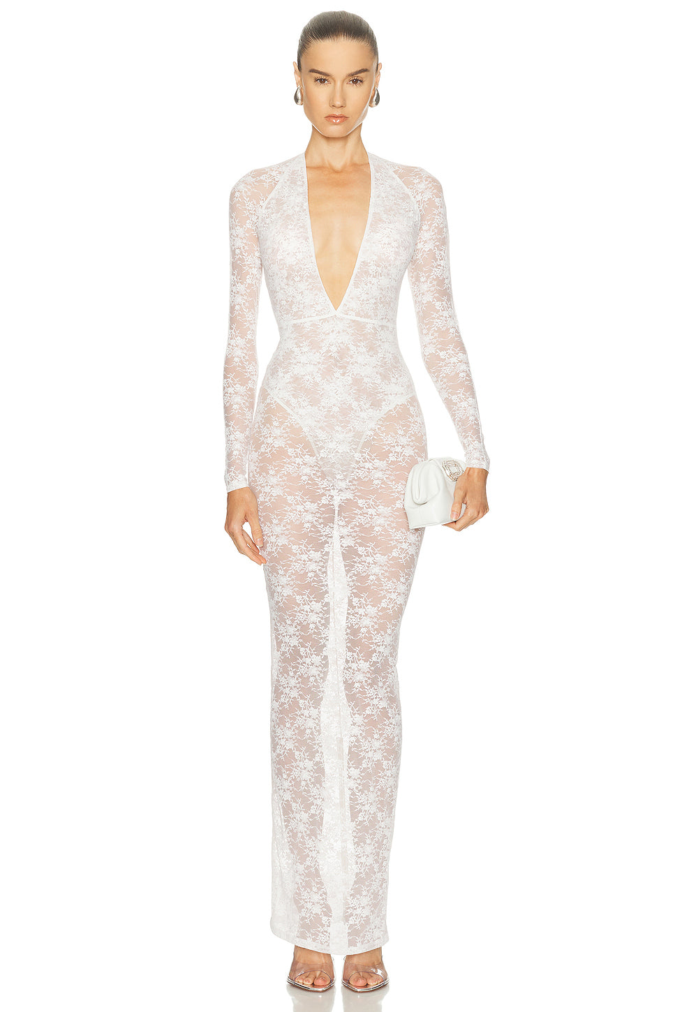 Long Sleeve V-Halter Column Dress