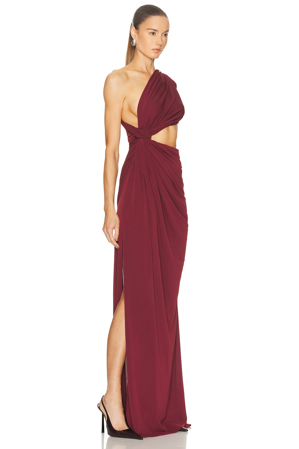 for FWRD One Shoulder Draped Gown