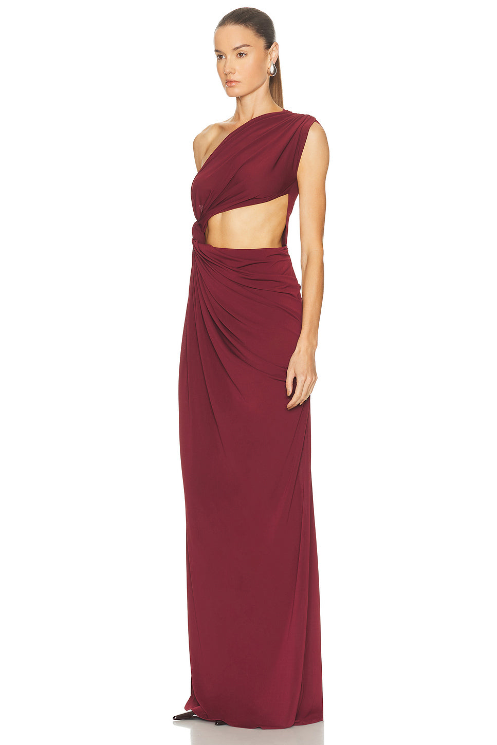 for FWRD One Shoulder Draped Gown