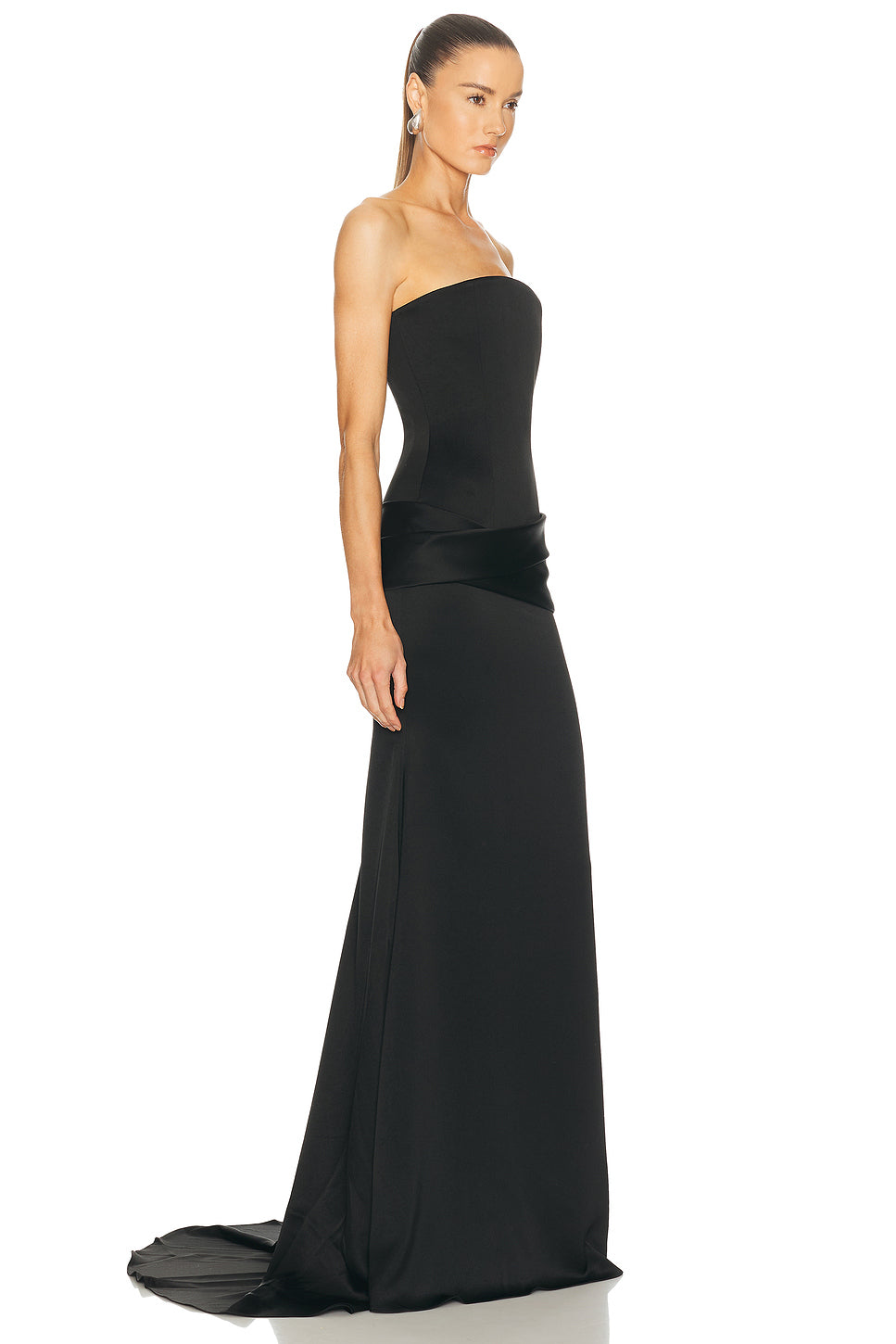 Strapless Curved Corset Drape Gown