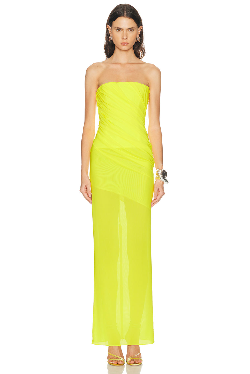 Strapless Tucked Column Dress