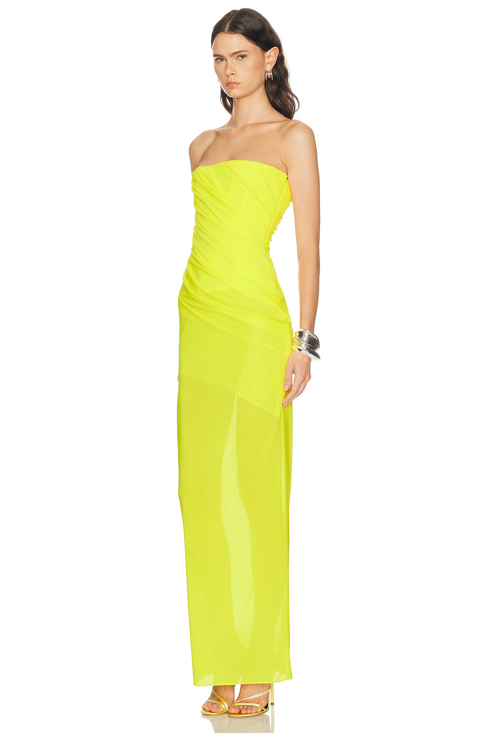 Strapless Tucked Column Dress