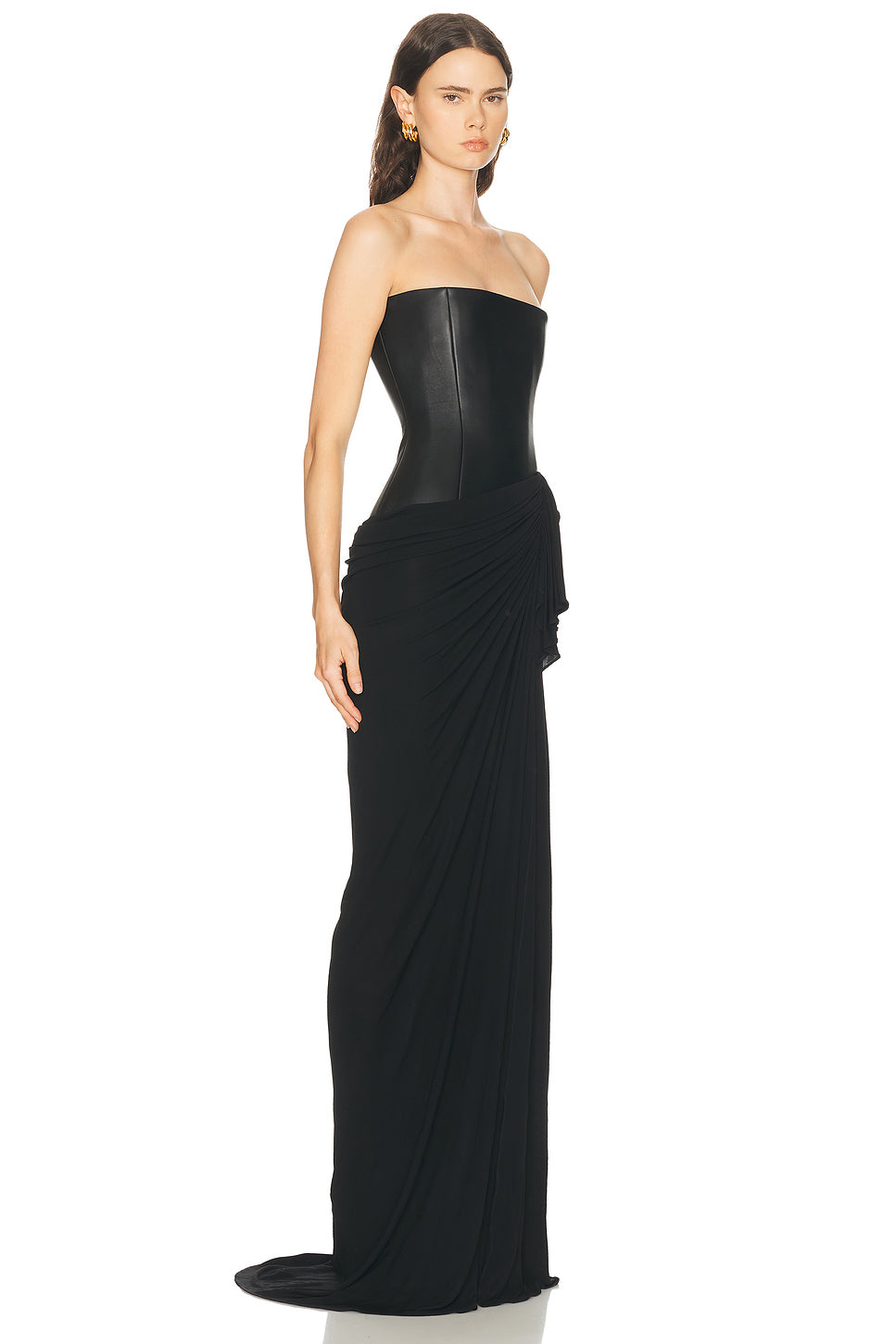 Strapless Longline Asymmetric Gown