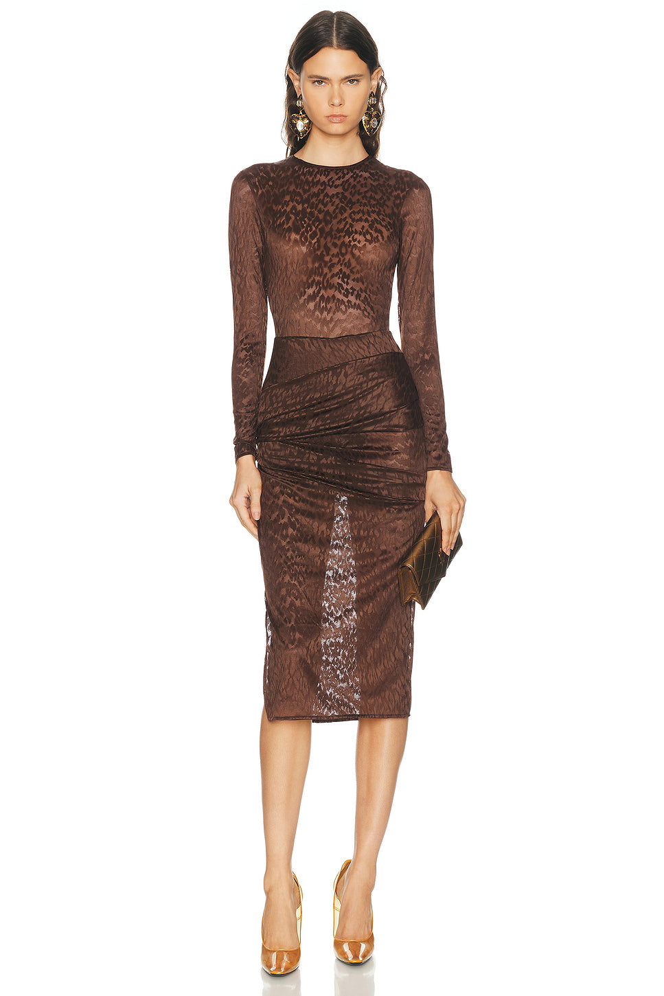 Long Sleeve Asymmetric Drape Dress
