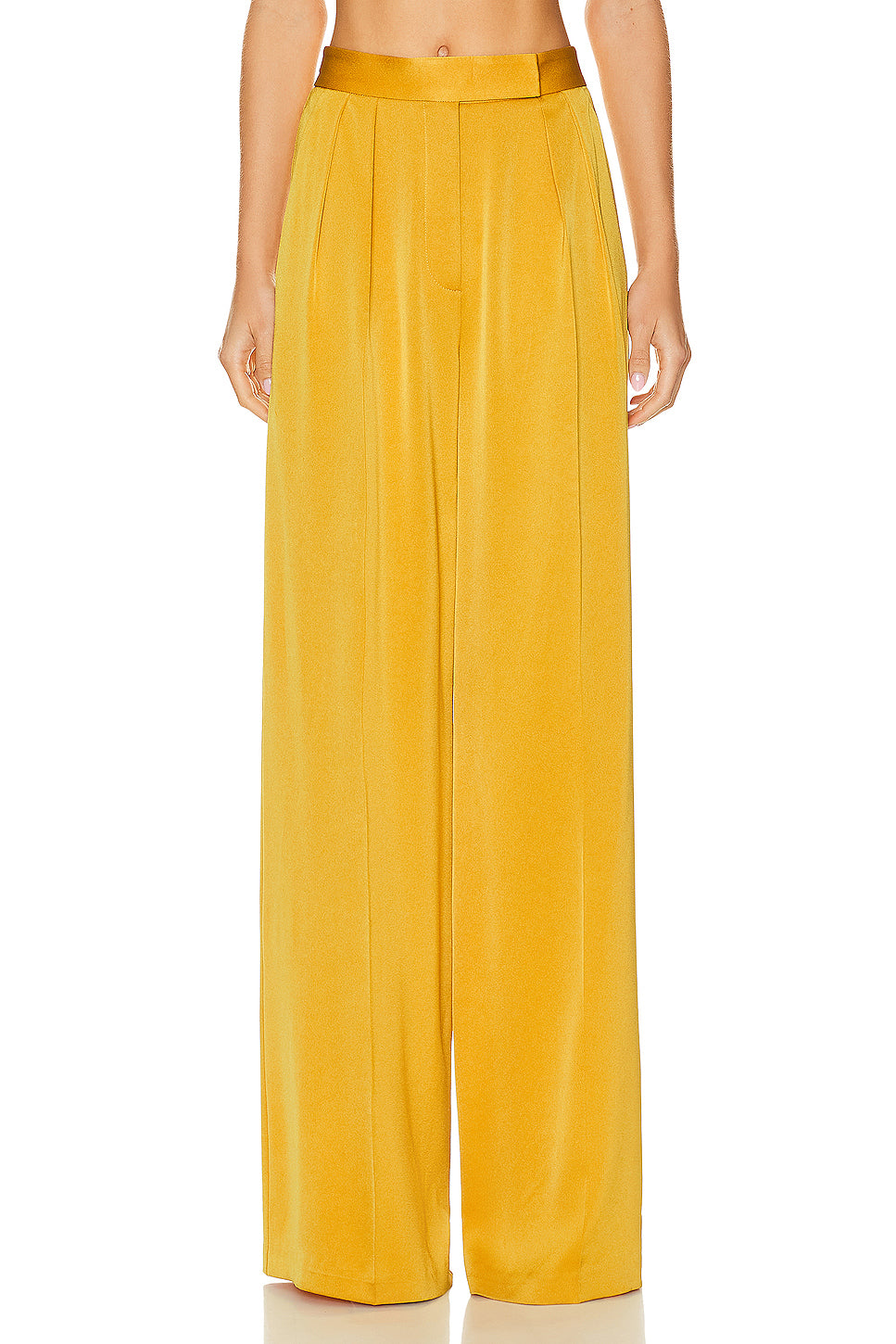 Wide Leg Pleat Satin Trouser