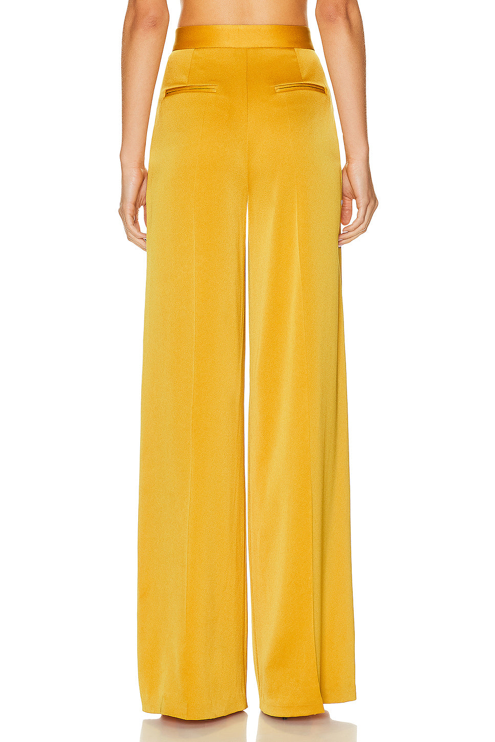 Wide Leg Pleat Satin Trouser