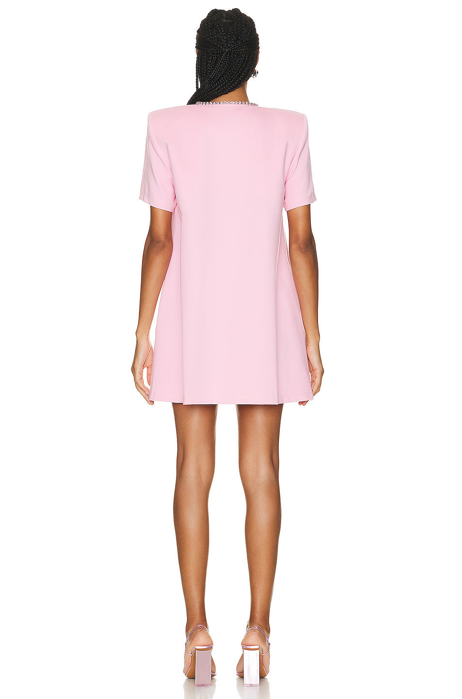 Crystal Bow V-neck T-shirt Dress In Pale Pink