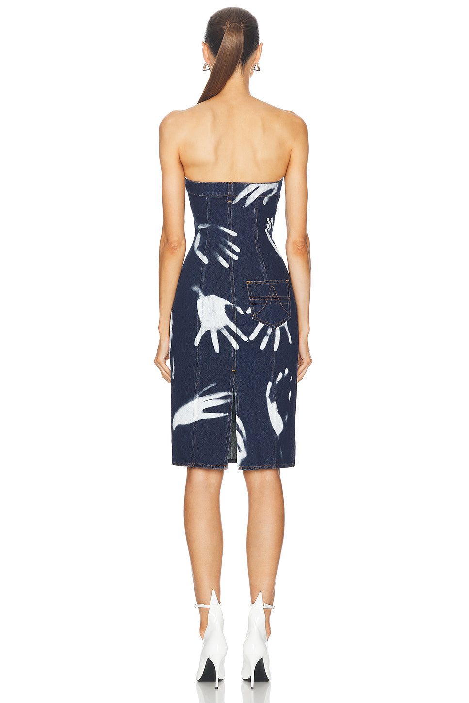 Handprint Strapless Midi Dress