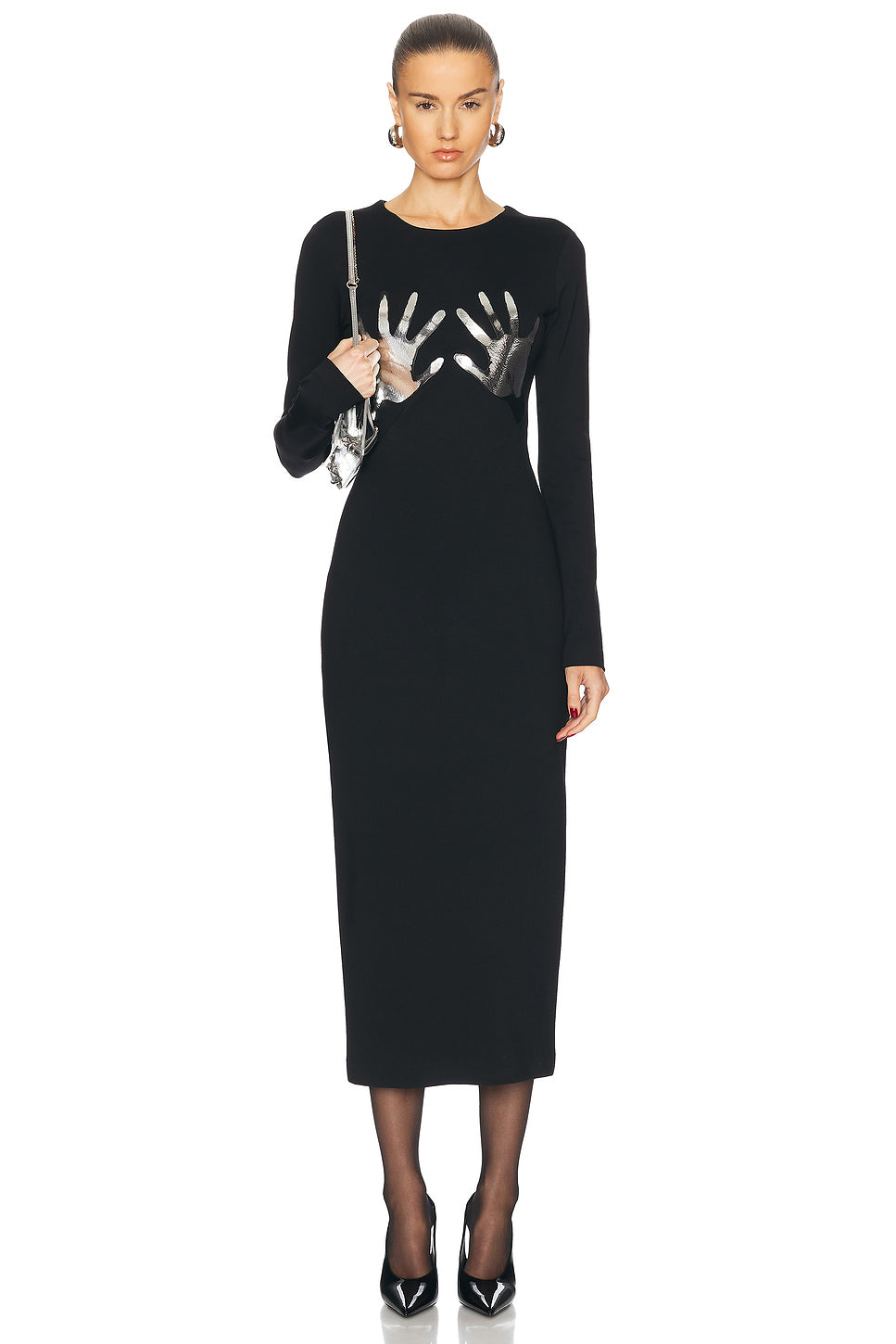 Handprint Long Sleeve Midi Dress