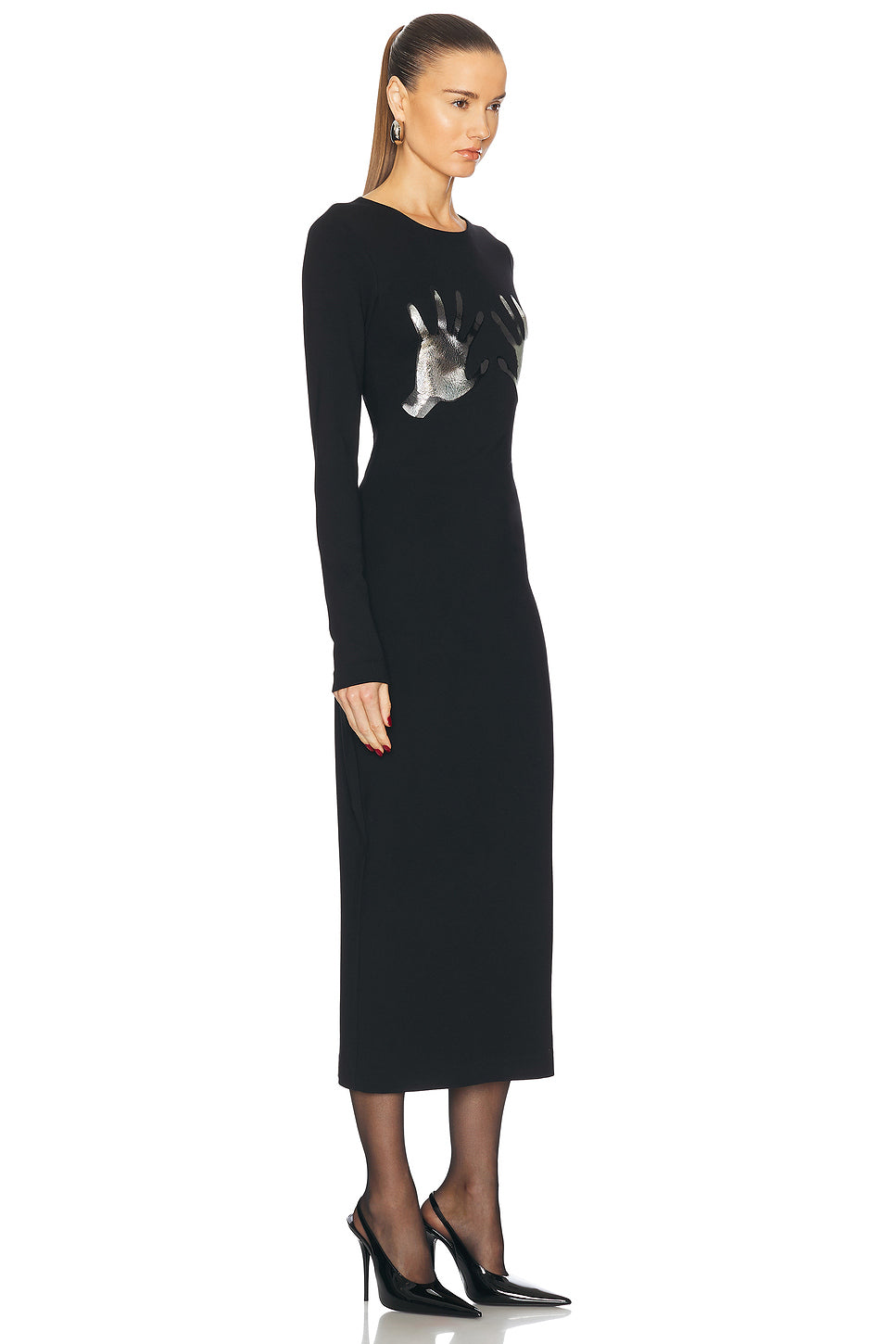 Handprint Long Sleeve Midi Dress