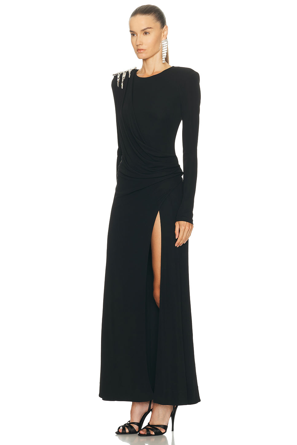 Draped Long Sleeve Gown