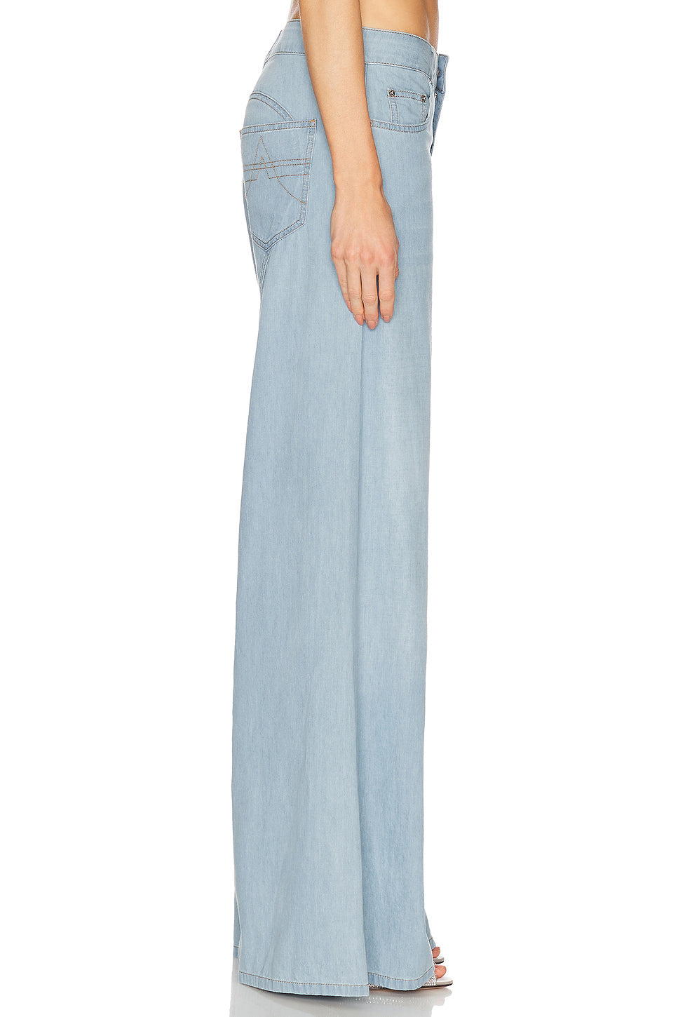 Crystal Rosette Wide Leg Jean