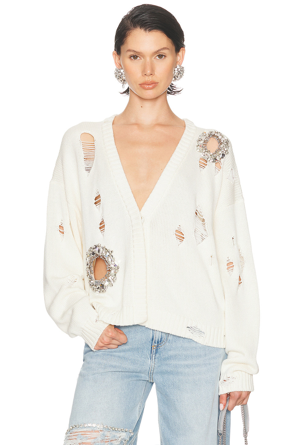 Distressed Crystal Cardigan