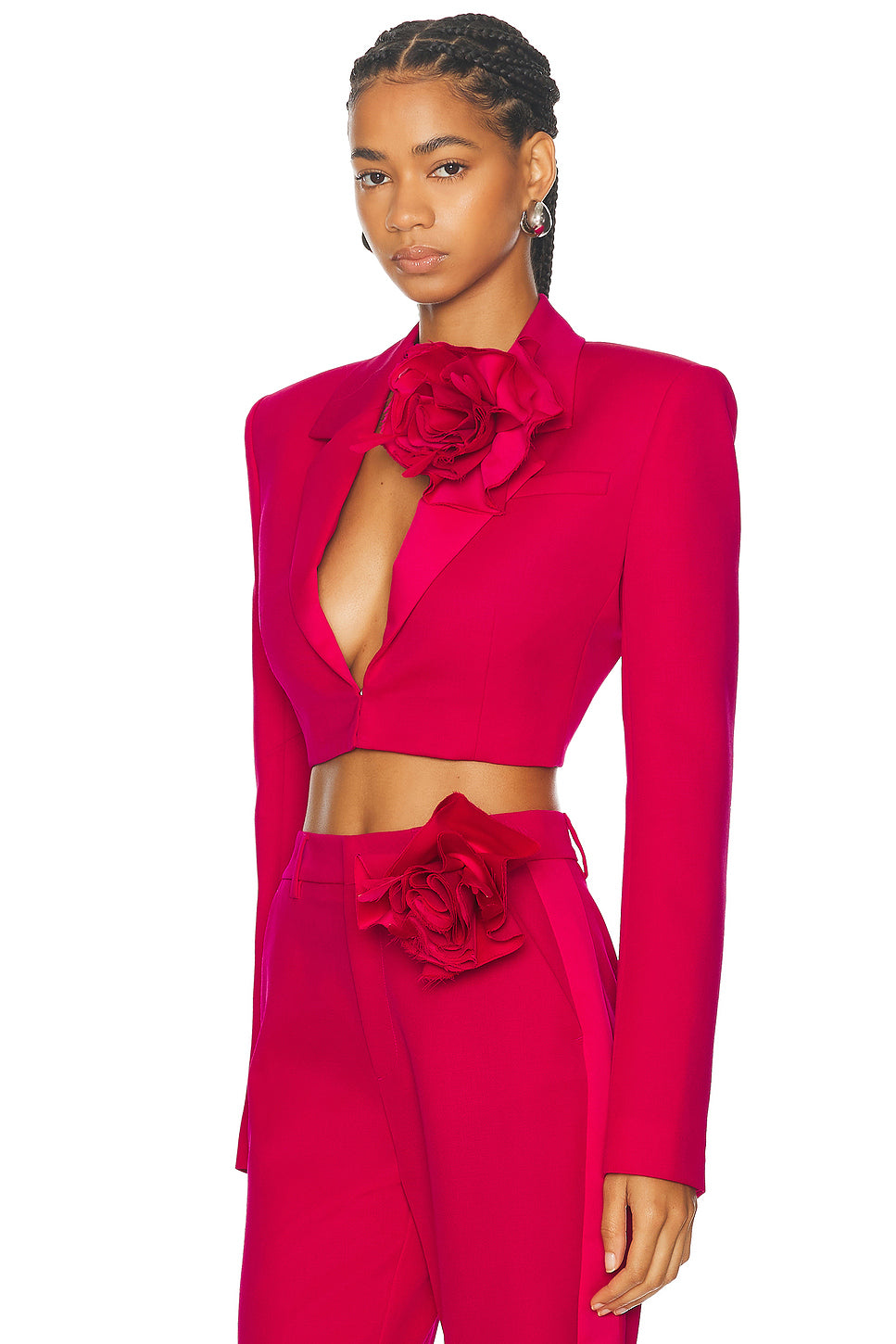 Flower Corsage Cropped Blazer