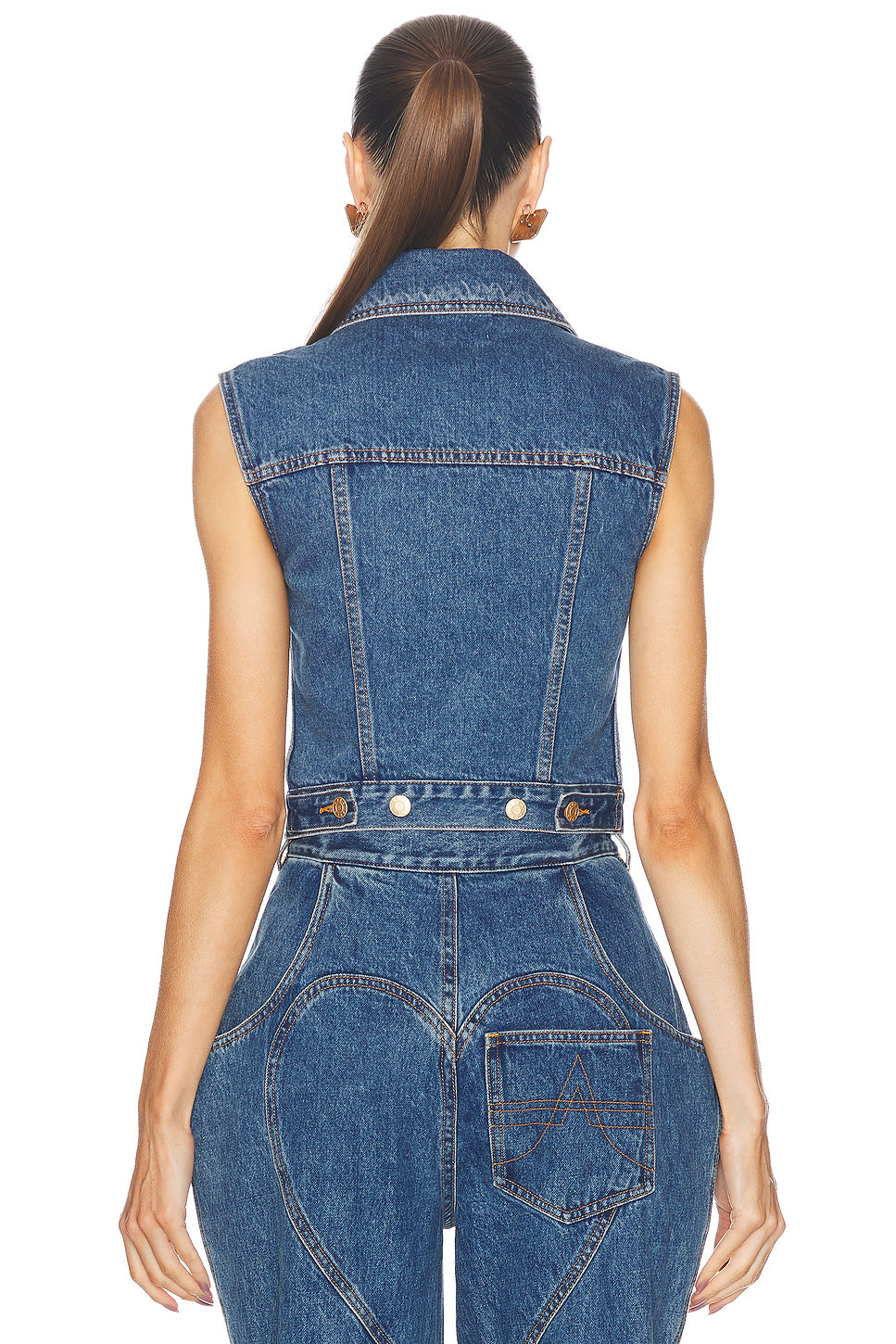 Gemstone Button Denim Gilet