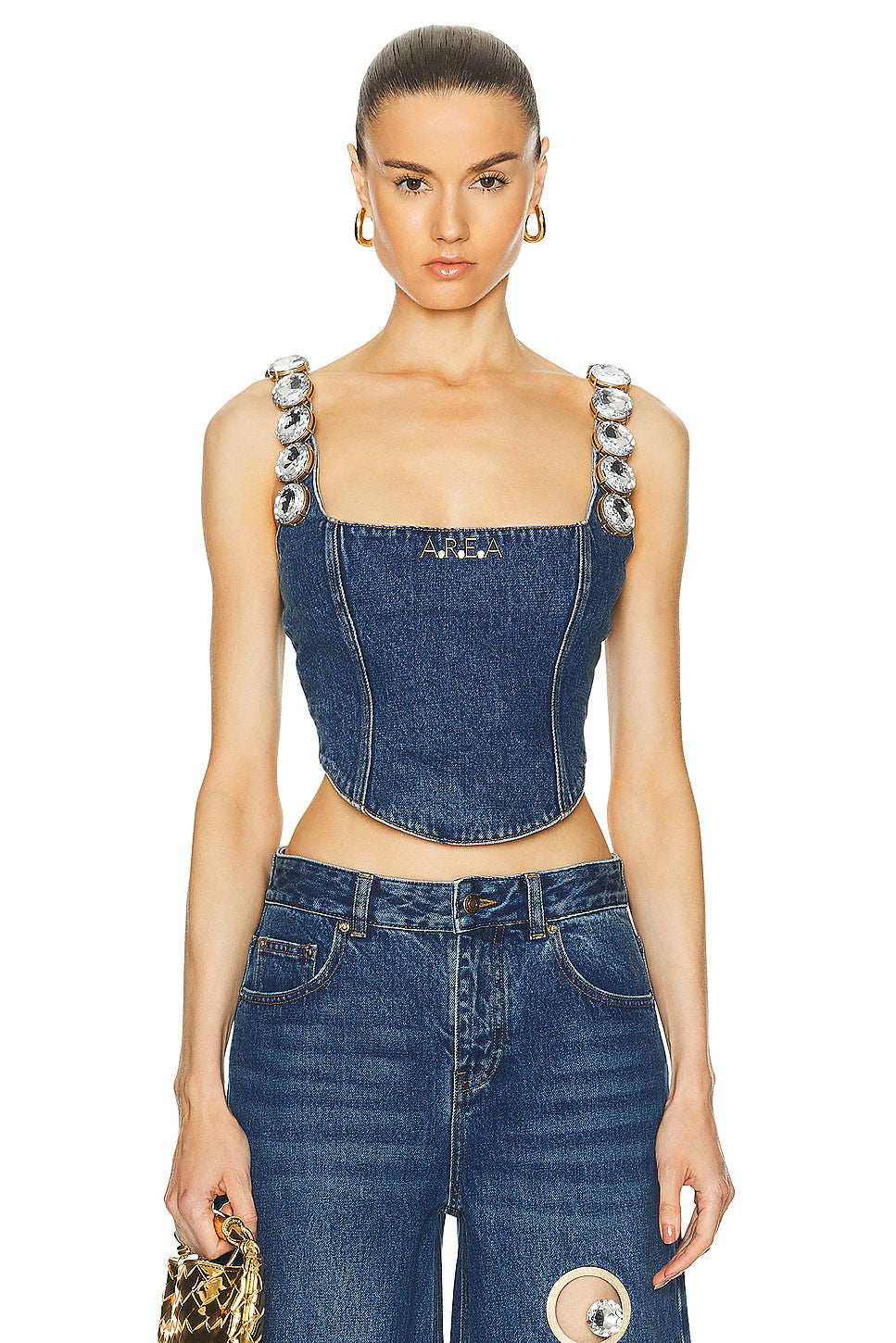 Jumbo Crystal Denim Corset Top