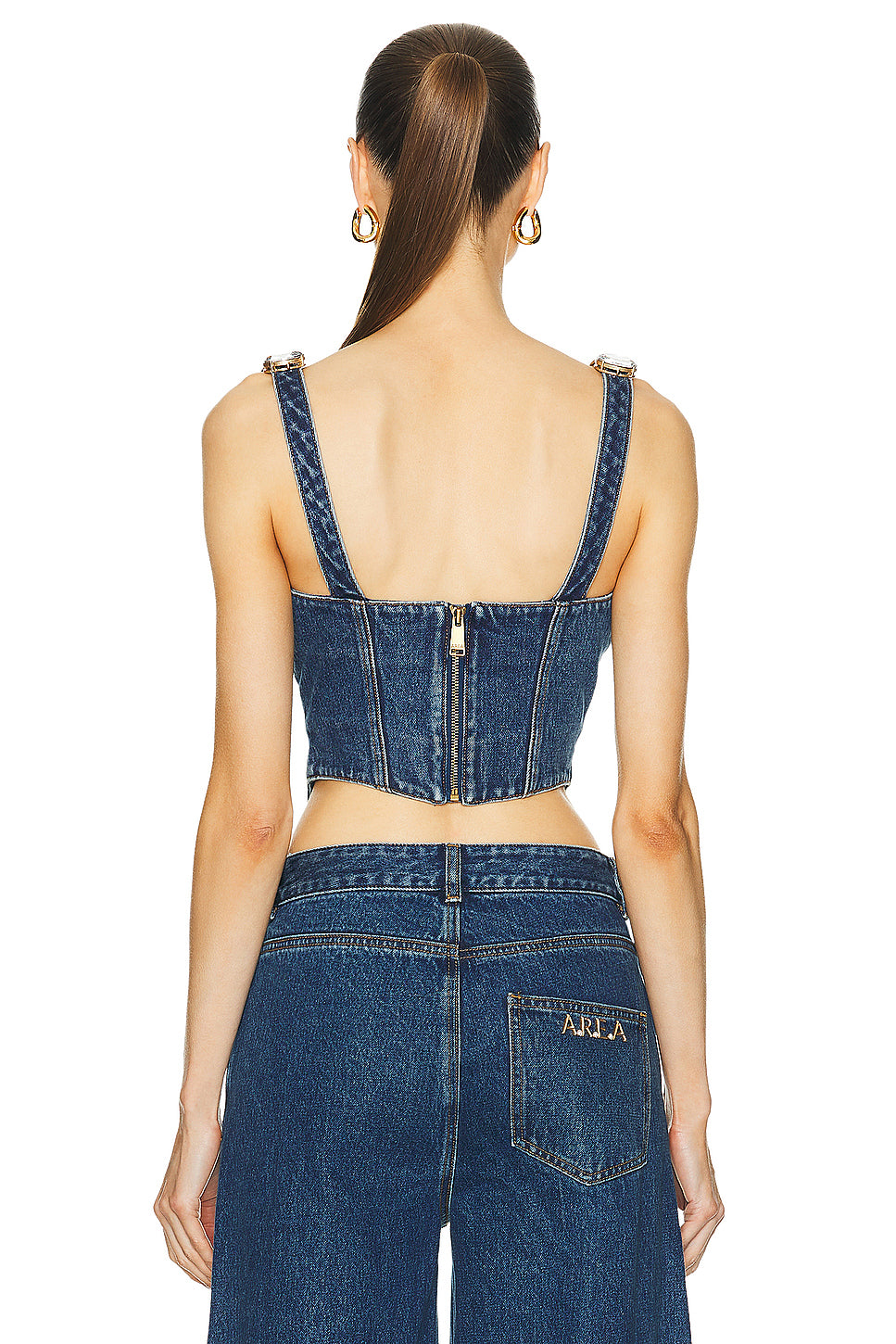 Jumbo Crystal Denim Corset Top